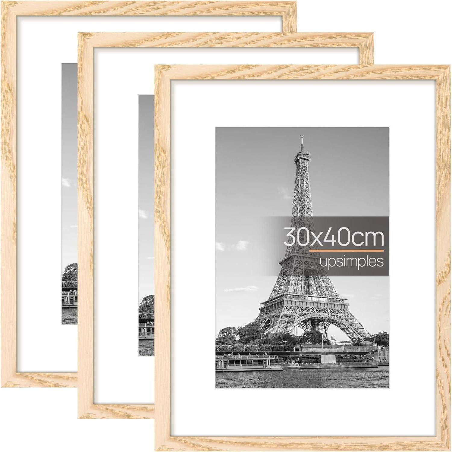 LuxusKollektion Bilderrahmen-Set Bilderrahmen 30x40cm Holz, 3er Set Natur