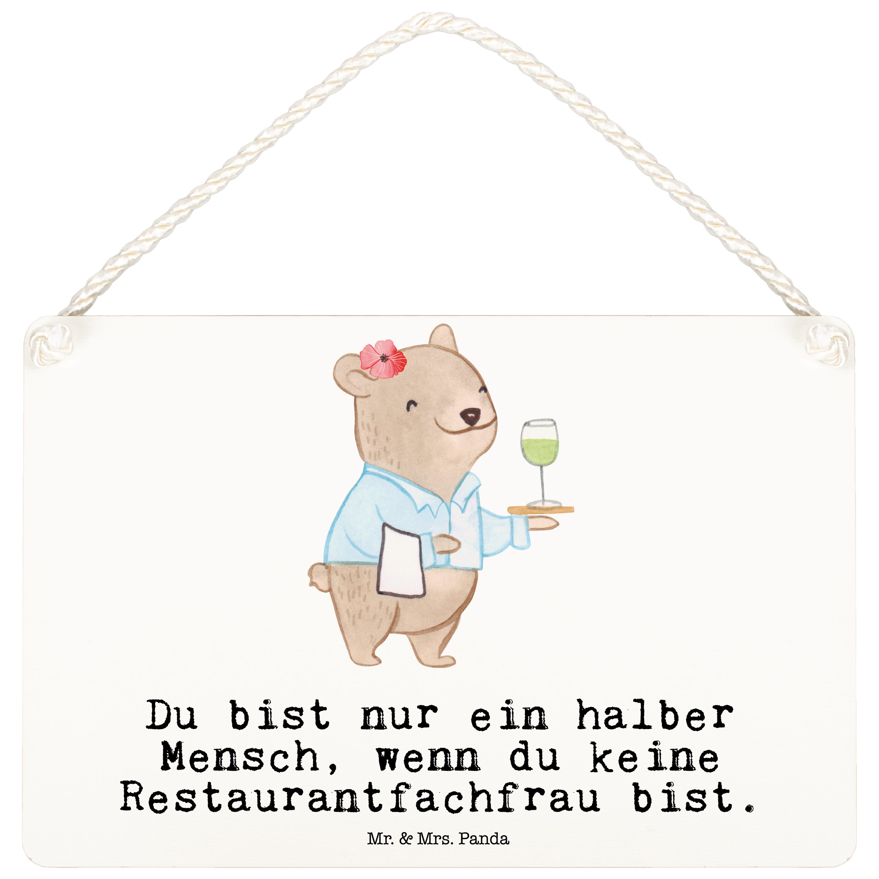ᐅ Mr. & Mrs. Panda Hinweisschild DIN A6 Restaurantfachfrau Herz Weiß