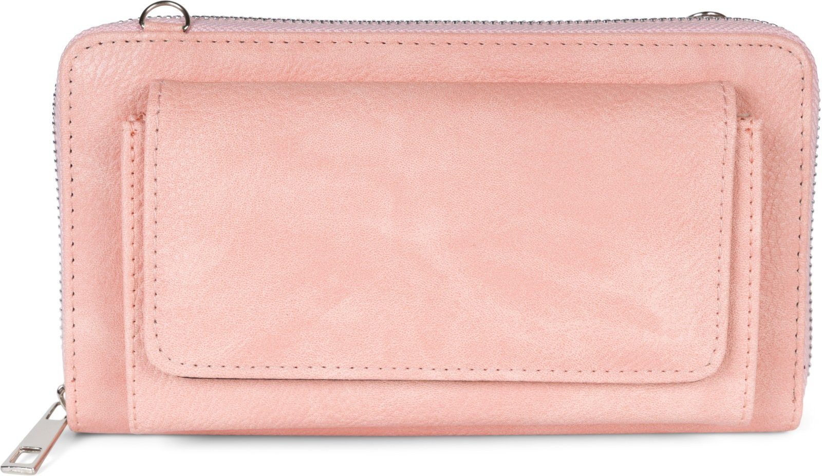 styleBREAKER Smartphonetasche (1-tlg), Geldbörse mit Unifarben Rose Handyfach