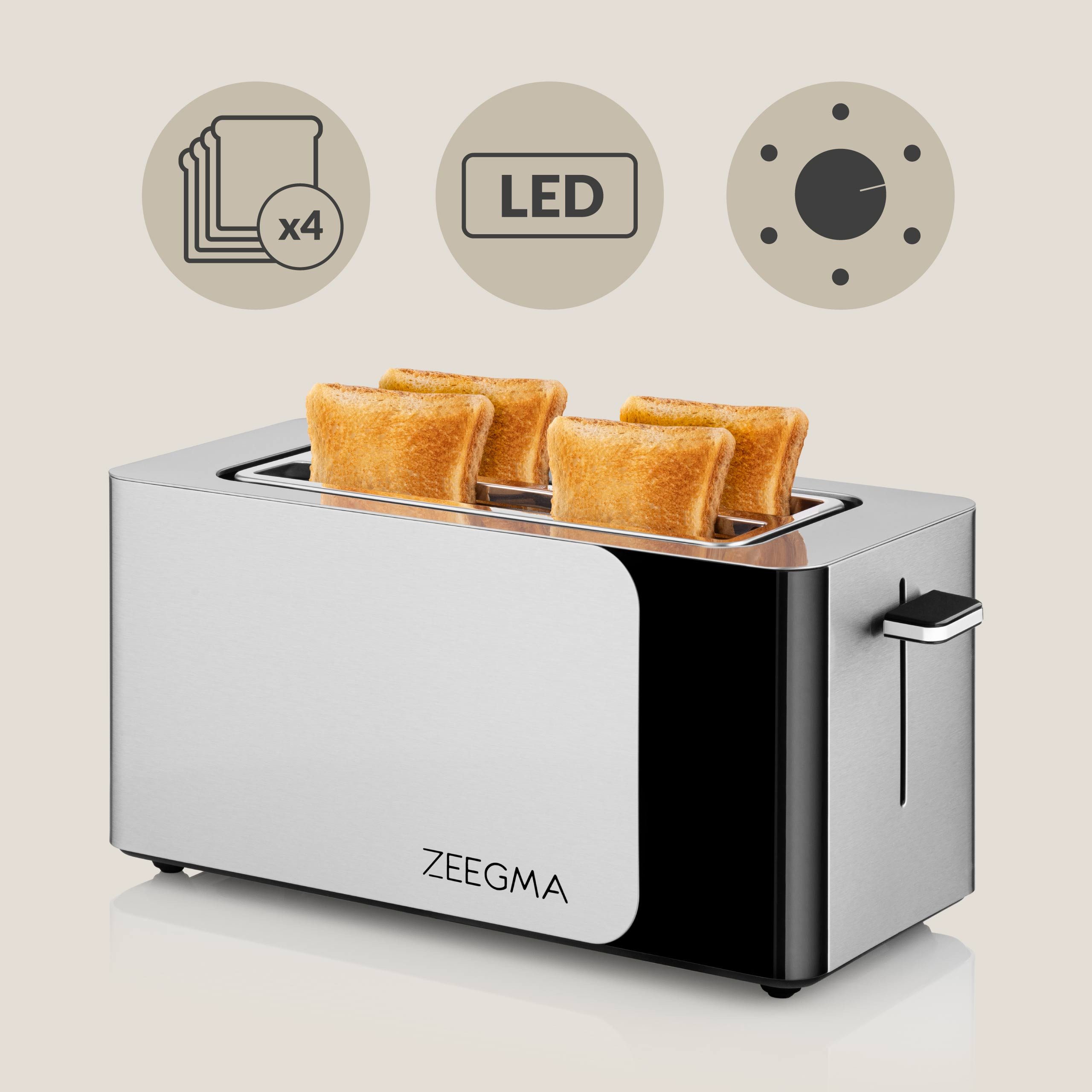 Zeegma Toaster TOSTEE CHEF SMART, 4 kurze Schlitze, für 4 Scheiben, 1500 W, LED-Display/Touch-Bedienfeld/1500 W/4 Toasts