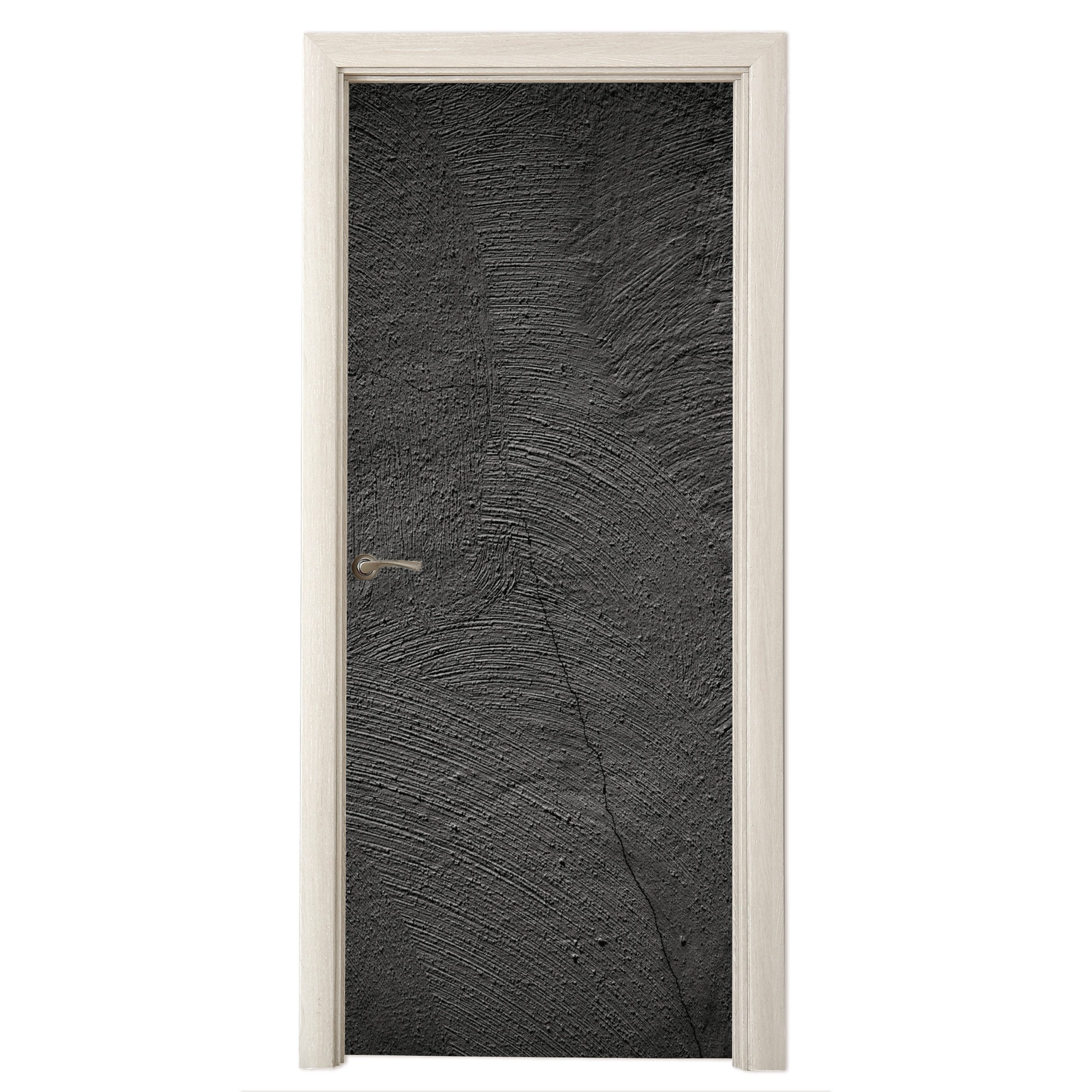 MuchoWow Türtapete Konkreter Druck - Industriell - Schwarz, Matt, bedruckt, (1 St), Selbstklebende Tapete, Folie für Möbel, 70x215 cm