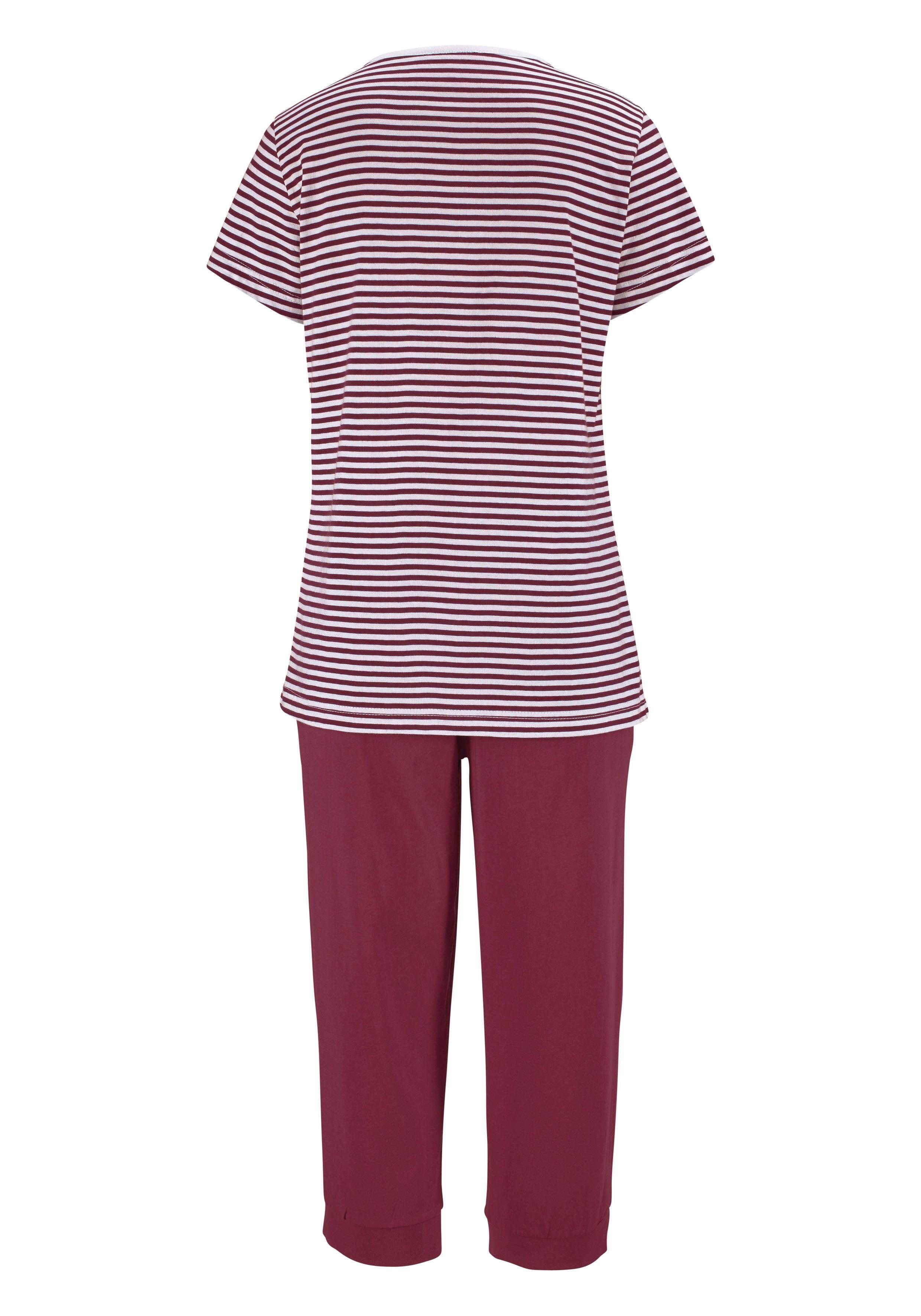 H.I.S Capri-Pyjama (Set, 2 tlg) mit geringeltem T-Shirt und legerer Hose