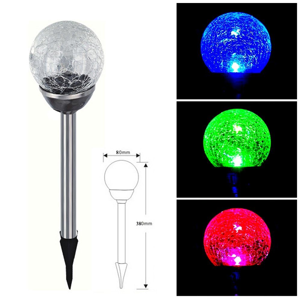 EAXUS LED Solarleuchte 6er Set Solar Gartenleuchte Kugel Leuchte mit Crackle-Licht Solarlampe, LED fest integriert, Farbwechsel, Farbwechsel – Bild 4 von 5