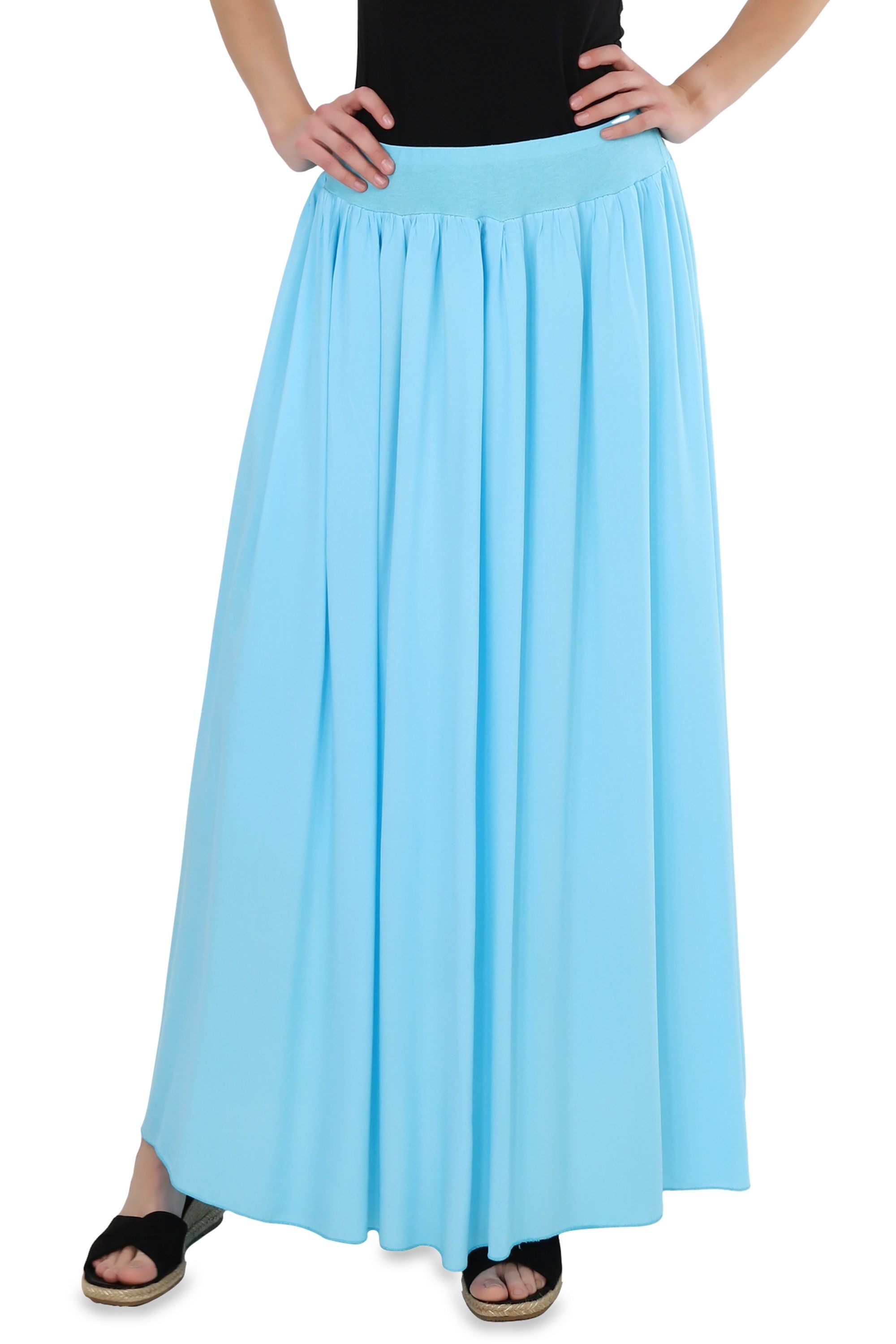 Sommerrock malito Damen Maxi Rock, langer Rock blickdicht, Sommerrock mit Bund