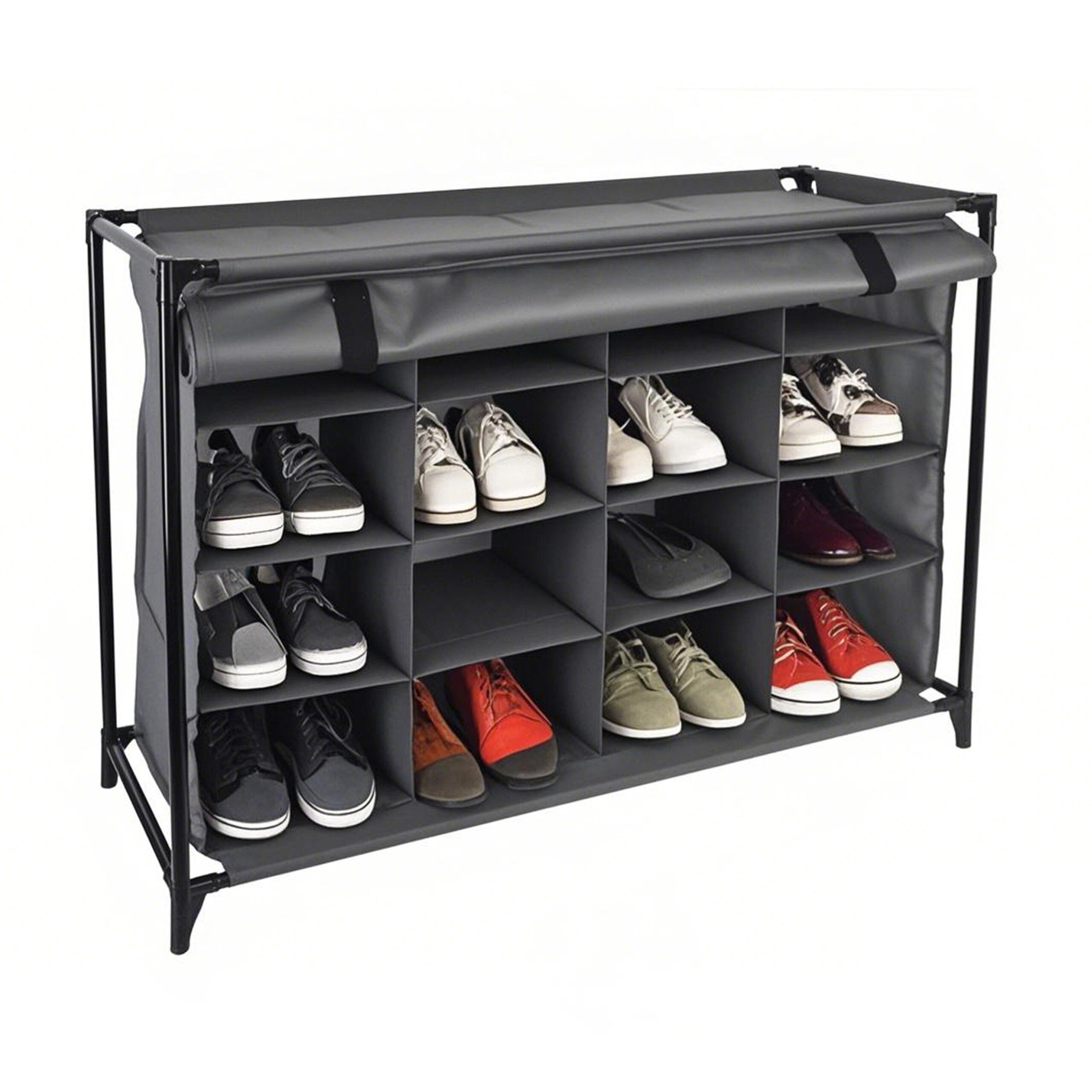 relaxdays Schuhregal Camping-Schuhregal 16 Fächer, grau günstig online kaufen
