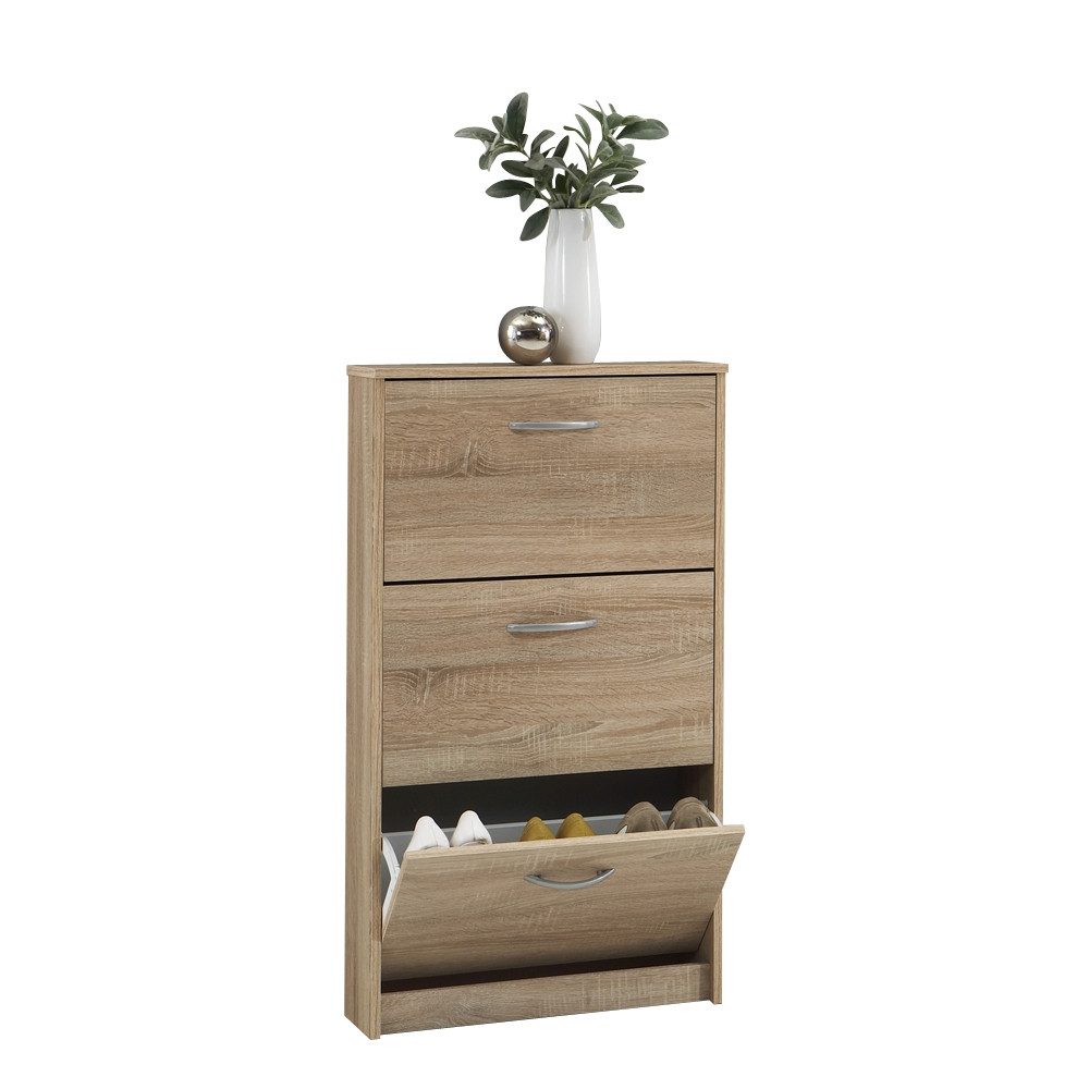 PREISBRECHER Schuhregal STEP 3, in Eiche Dekor - 58,5x104,5x17cm (BxHxT)