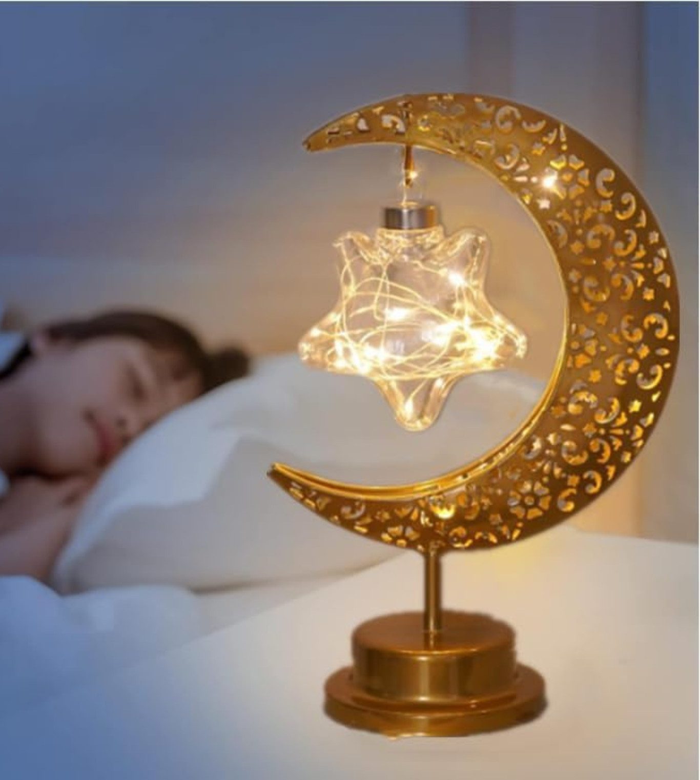 Diyarts Nachttischlampe Stern, LED-Glühbirne, Warmweiß, Langlebiges Metall, günstig online kaufen