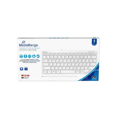 Mediarange Tastatur Compact ultraflach mit Kabel Keyboard QWERTZ weiß MROS113 Tastatur