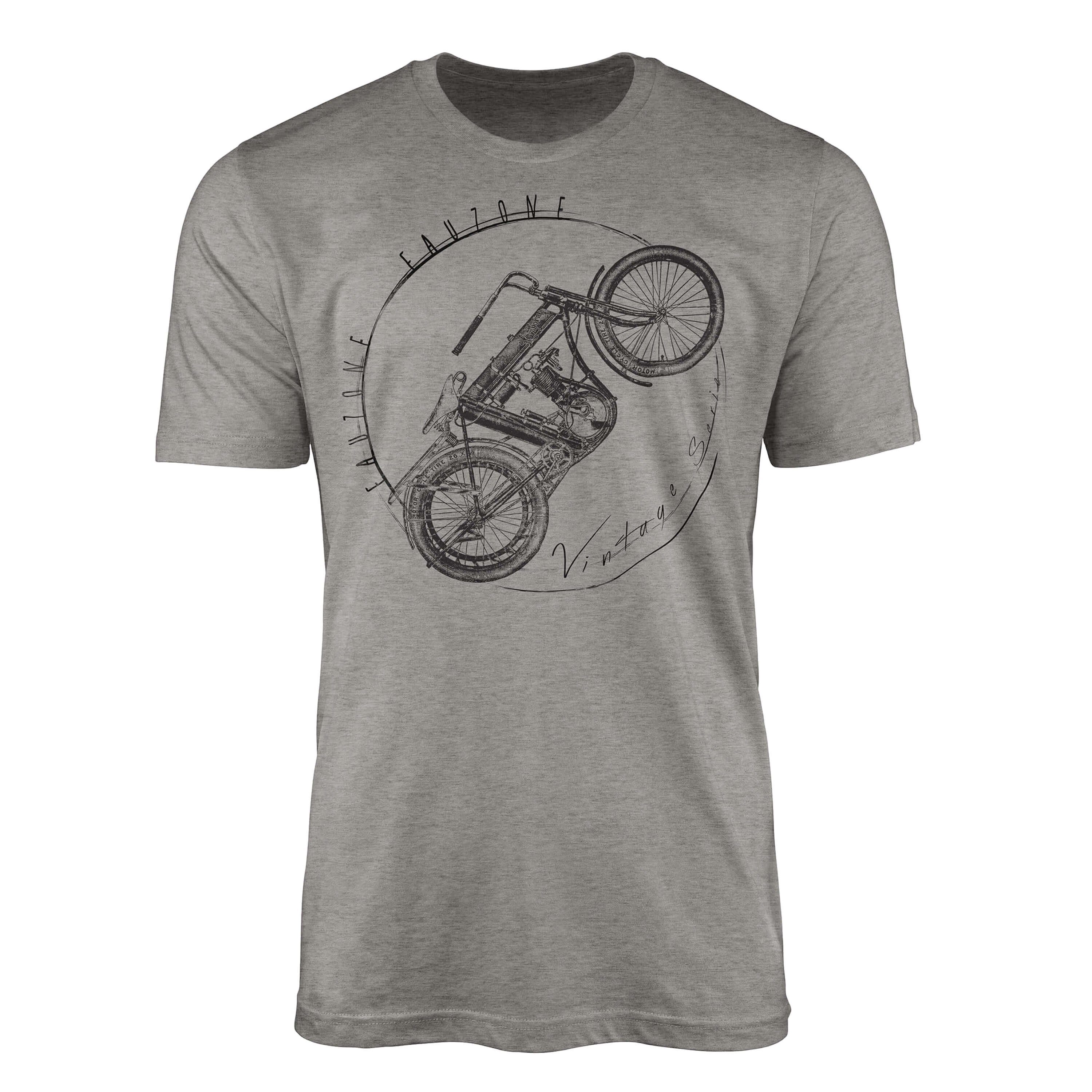 Sinus Art T-Shirt Vintage Herren T-Shirt Motorrad Ash