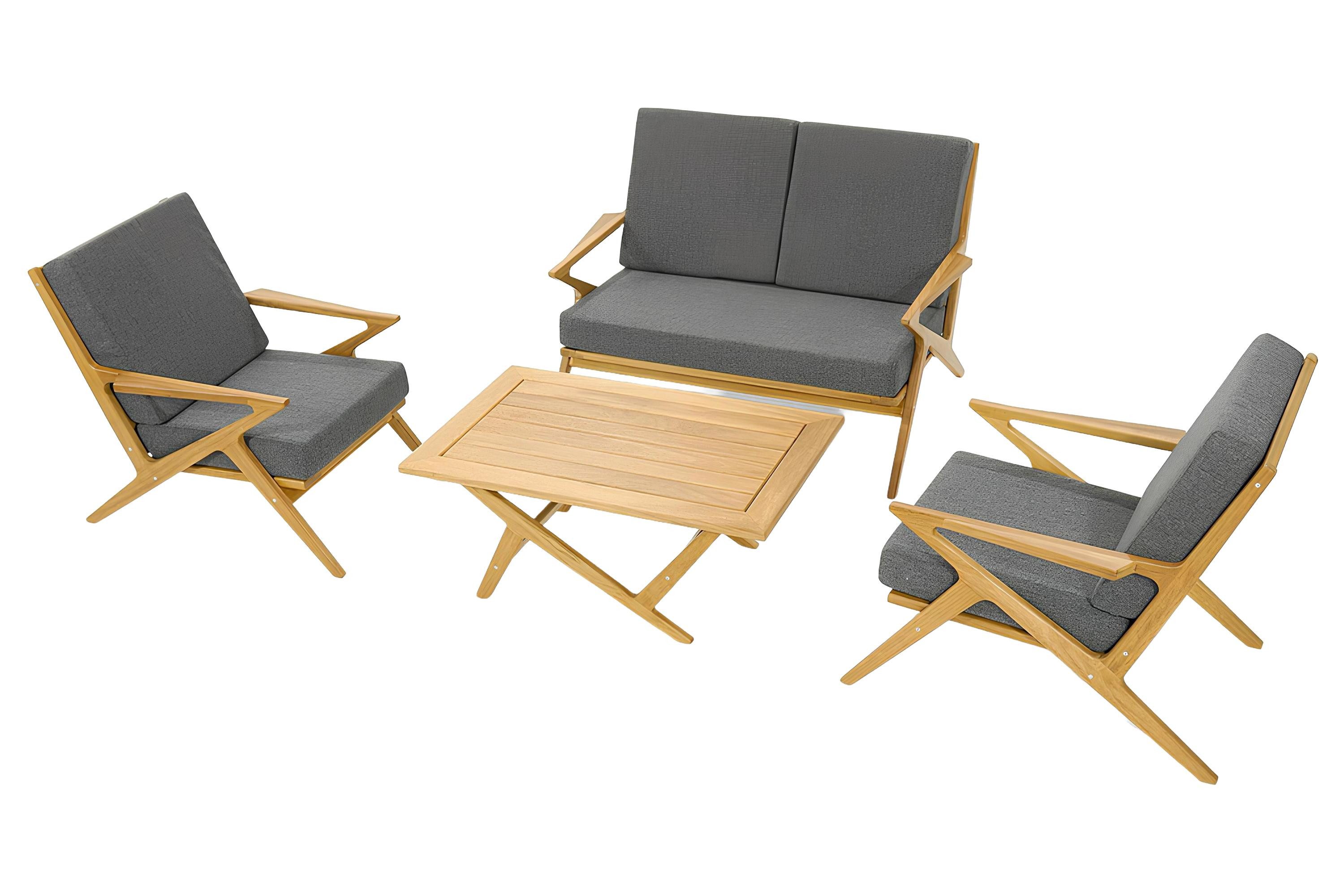 Xlmoebel Gartenlounge-Set Elegante Gartenausstattung Designer Zweisitzer mit zwei Polstersesseln, (Gartenmöbel (Doppelsitz + 2 Sessel + Couchtisch), Hergestellt in Europa