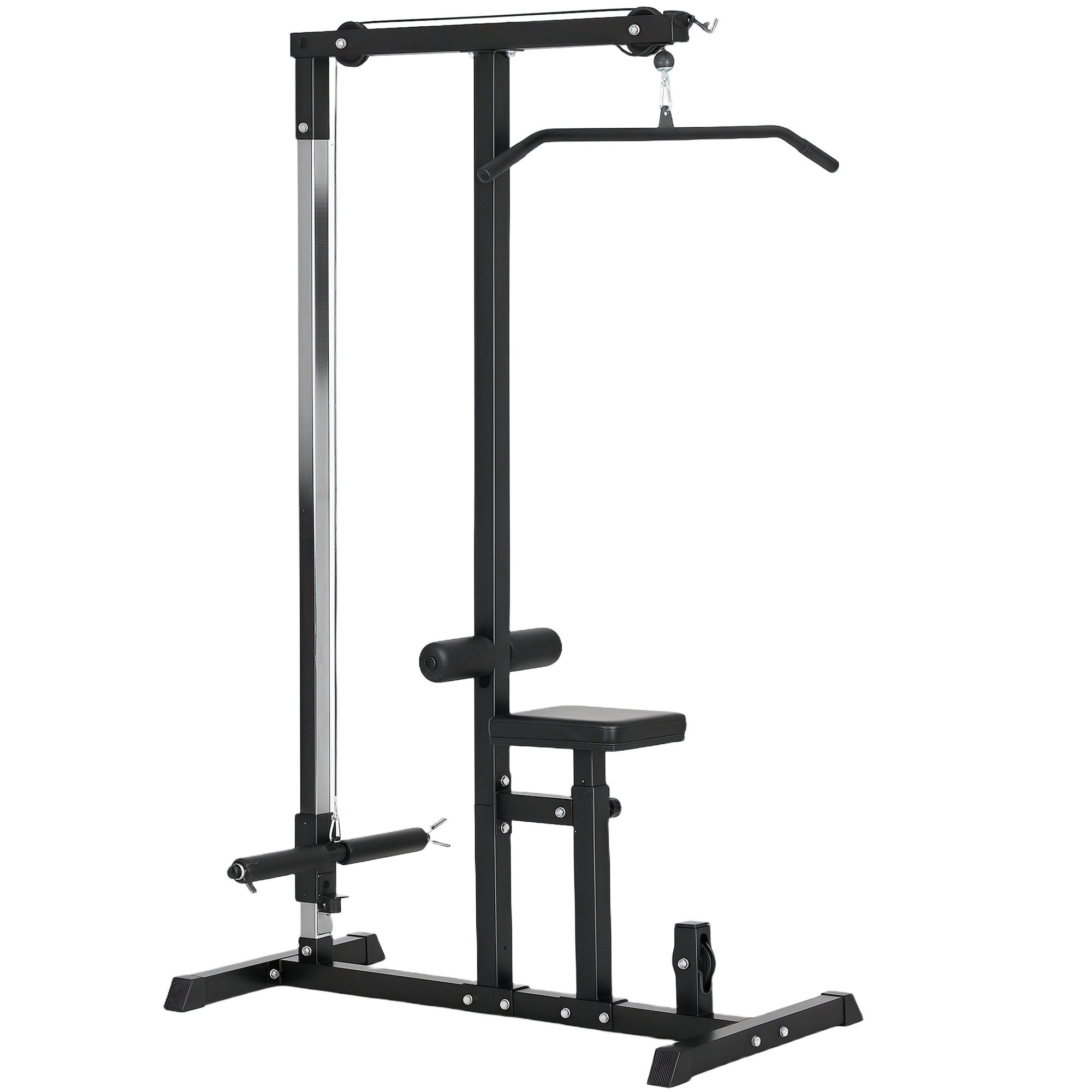 MC Star Kraftstation Multifunktionale Fitnessstation mit verstellbarem Sitz & Riemenscheibe, (Stahl, Schwarz, 107x120x190cm)