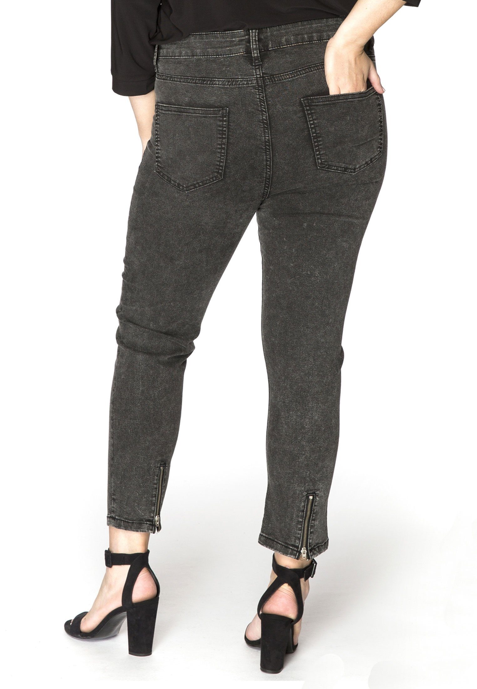 Yoek High-waist-Jeans Große Größen grey washed