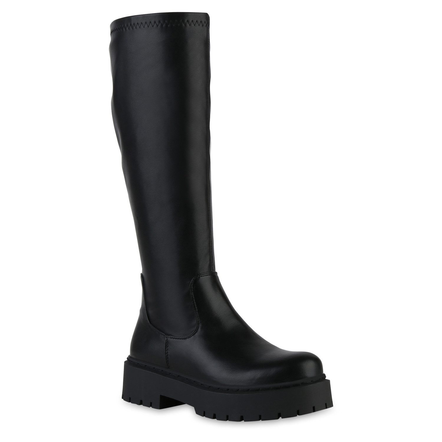 VAN HILL 841464 Plateaustiefel Damen Leicht Gefütterte Plateaustiefel Stiefel Profil-Sohle