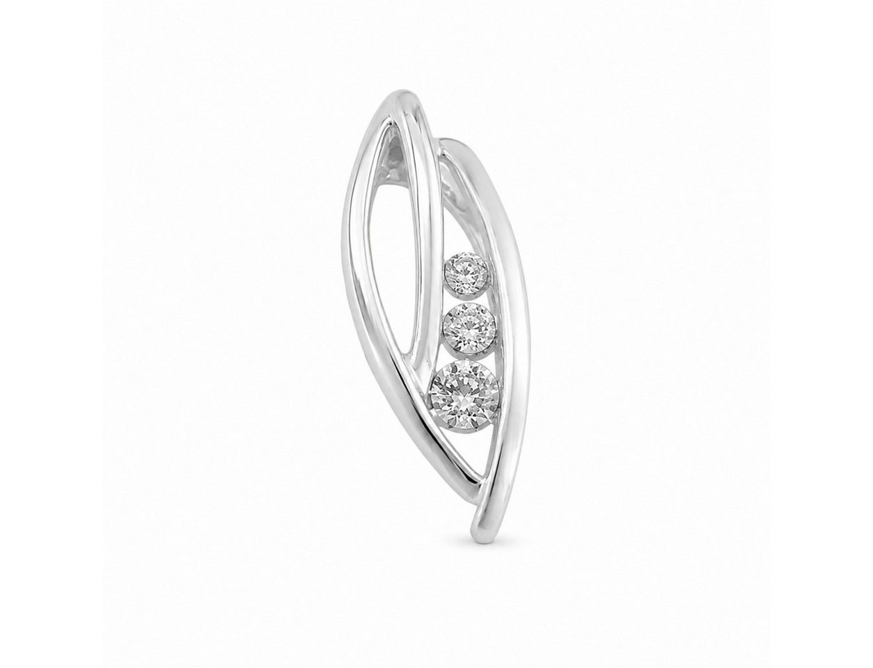 unbespielt Kettenanhänger Anhänger Blattform matt-glänzend mit Zirkonias 925 Silber 17 x 6 mm, Silberschmuck für Damen