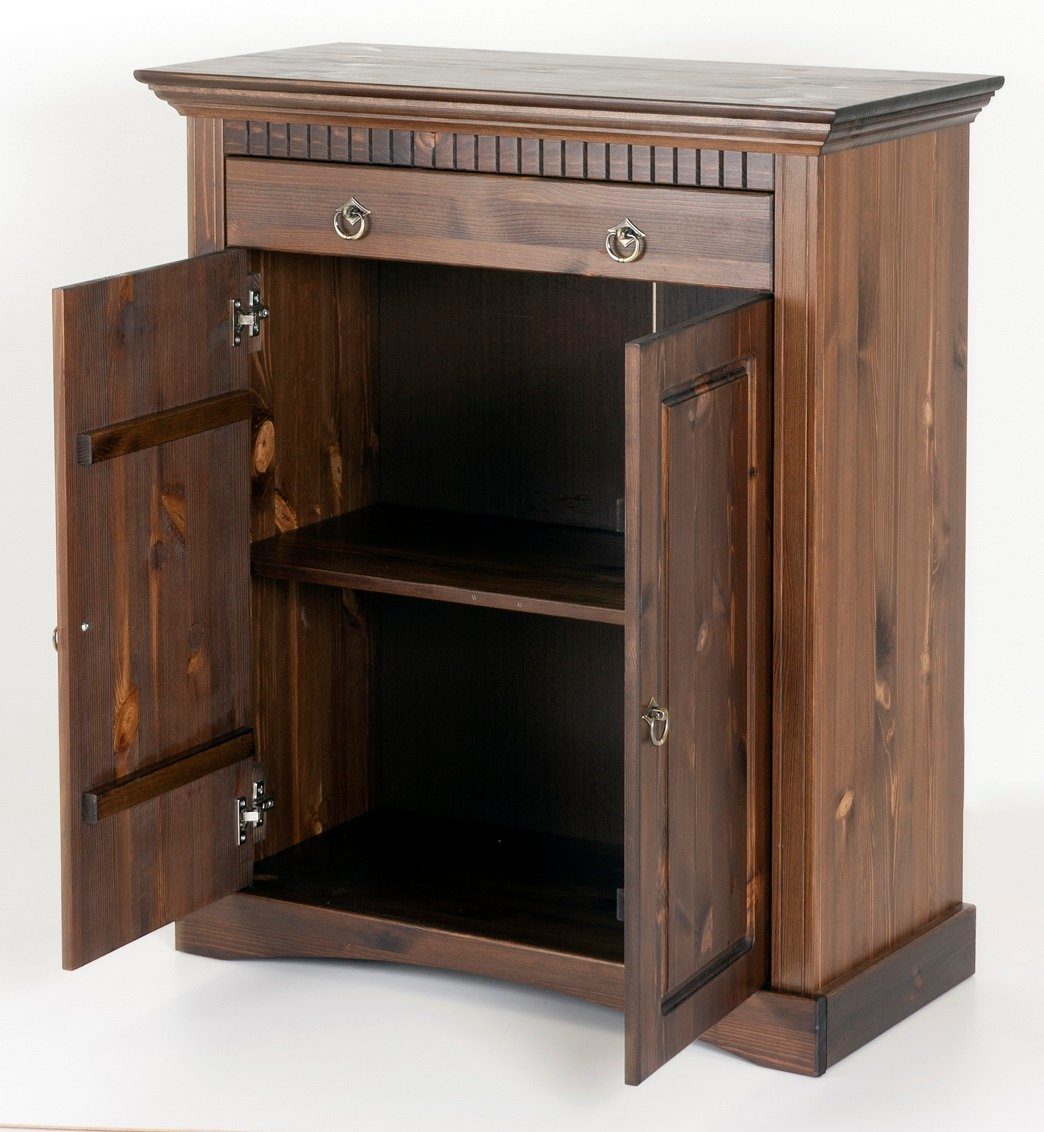 Clever-Moebel Kommode 2 trg Kommode aus Kiefernholz Schrank Sideboard, Breiet: 84cm, Tiefe: 39cm, Höhe: 97cm – Bild 2 von 4