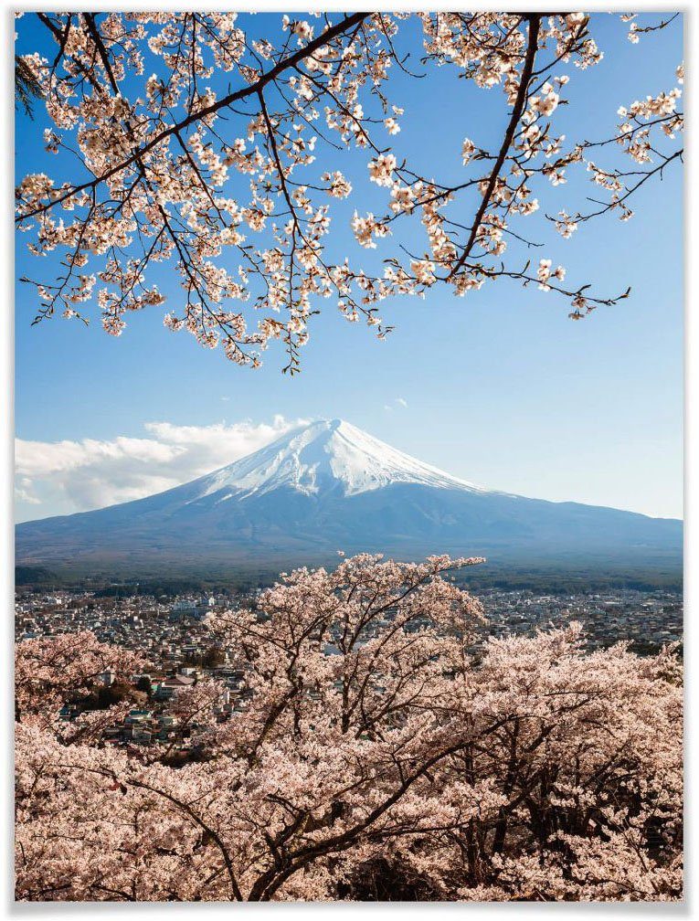 Wall-Art Poster Mount Bild, (1 Wandbild, St), Berge Fuji Japan, Poster, Wandposter