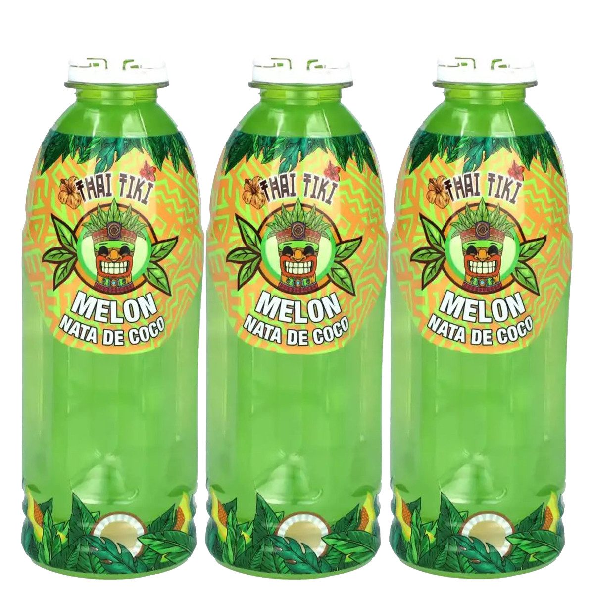Thai Tiki Softgetränk, Thai Tiki Nata de Coco Drink Melone mit Kokos Würfeln 300ml 3er Pack