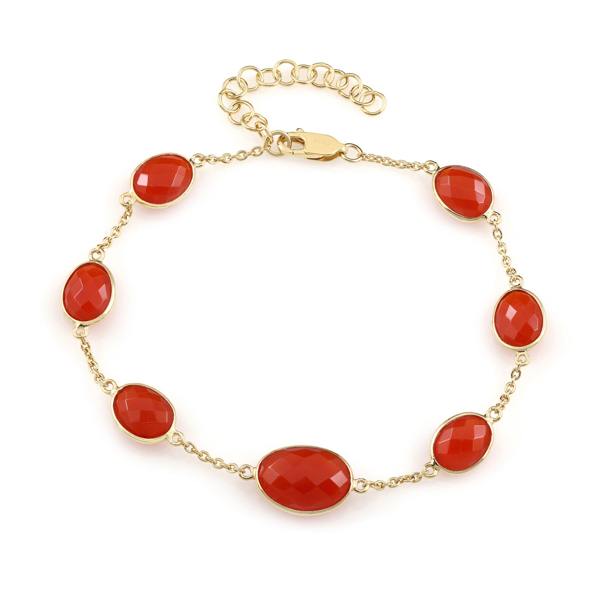 Silberarmband Karneol Armband Damen 13,32 ct 925 Sterling Silber vergoldet Rot