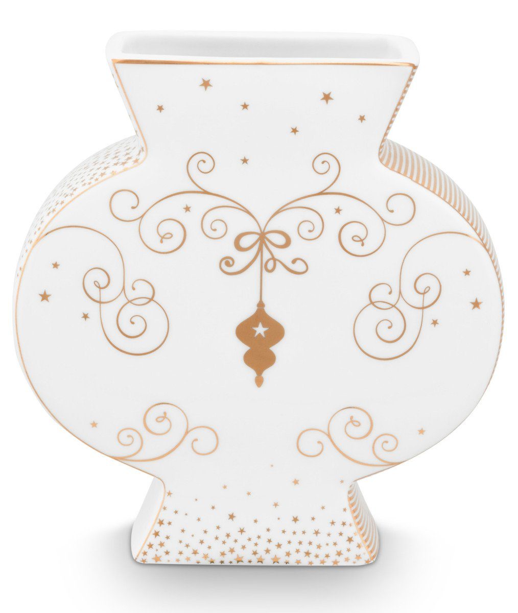 PiP Studio Dekovase Royal Winter White Vase flach 16,5cm (Vasen), Flat Vase Royal Winter White 16.5cm