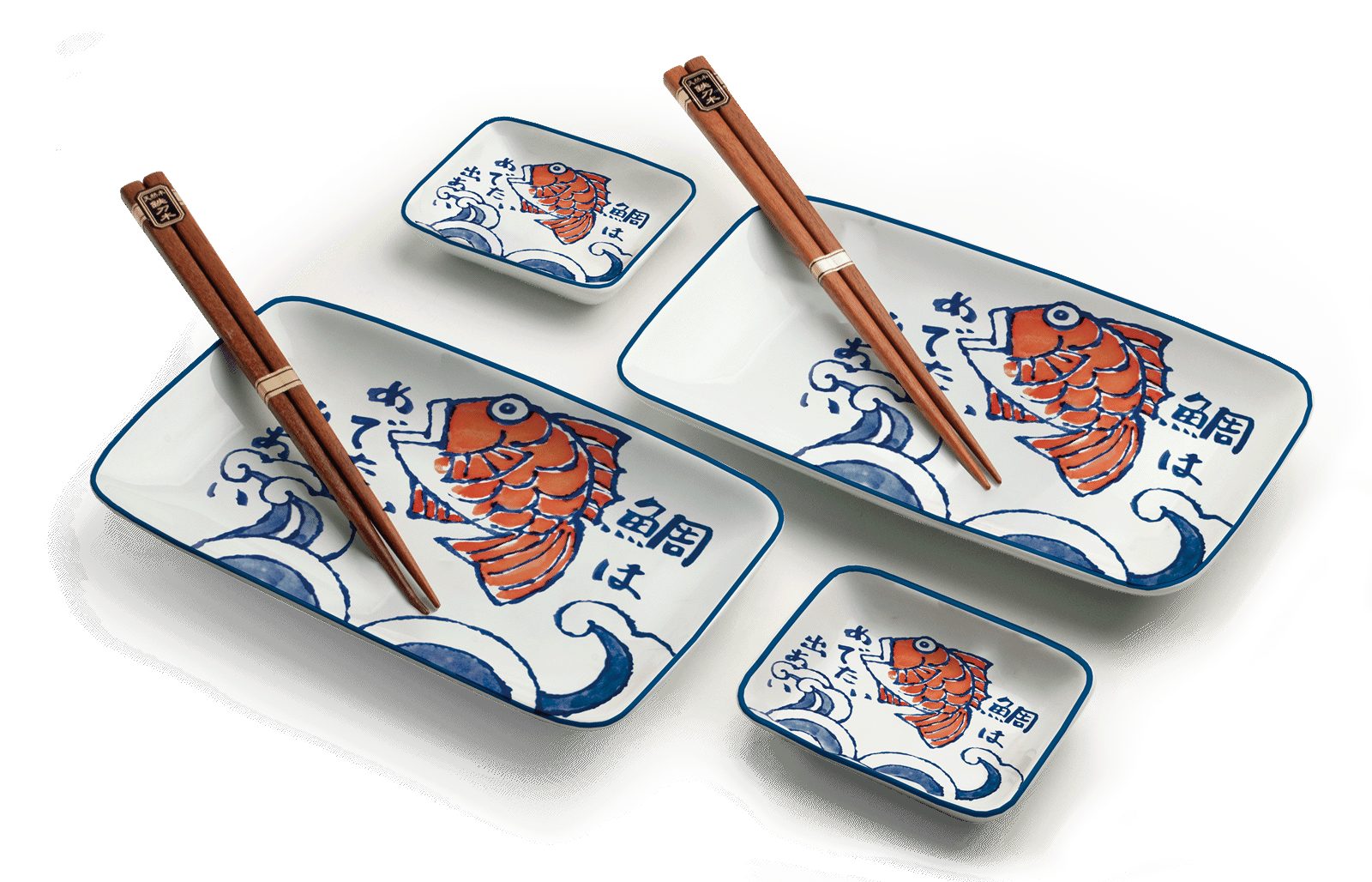 WestCraft Тарілка для суші SUSHI TELLER SET, Sushi Geschirr Set, Mehrteiliges Sushi-Set, (6 St), 2 Personen Sushi-Teller, Schalen und Essstäbchen in versch. Кольора(ів)