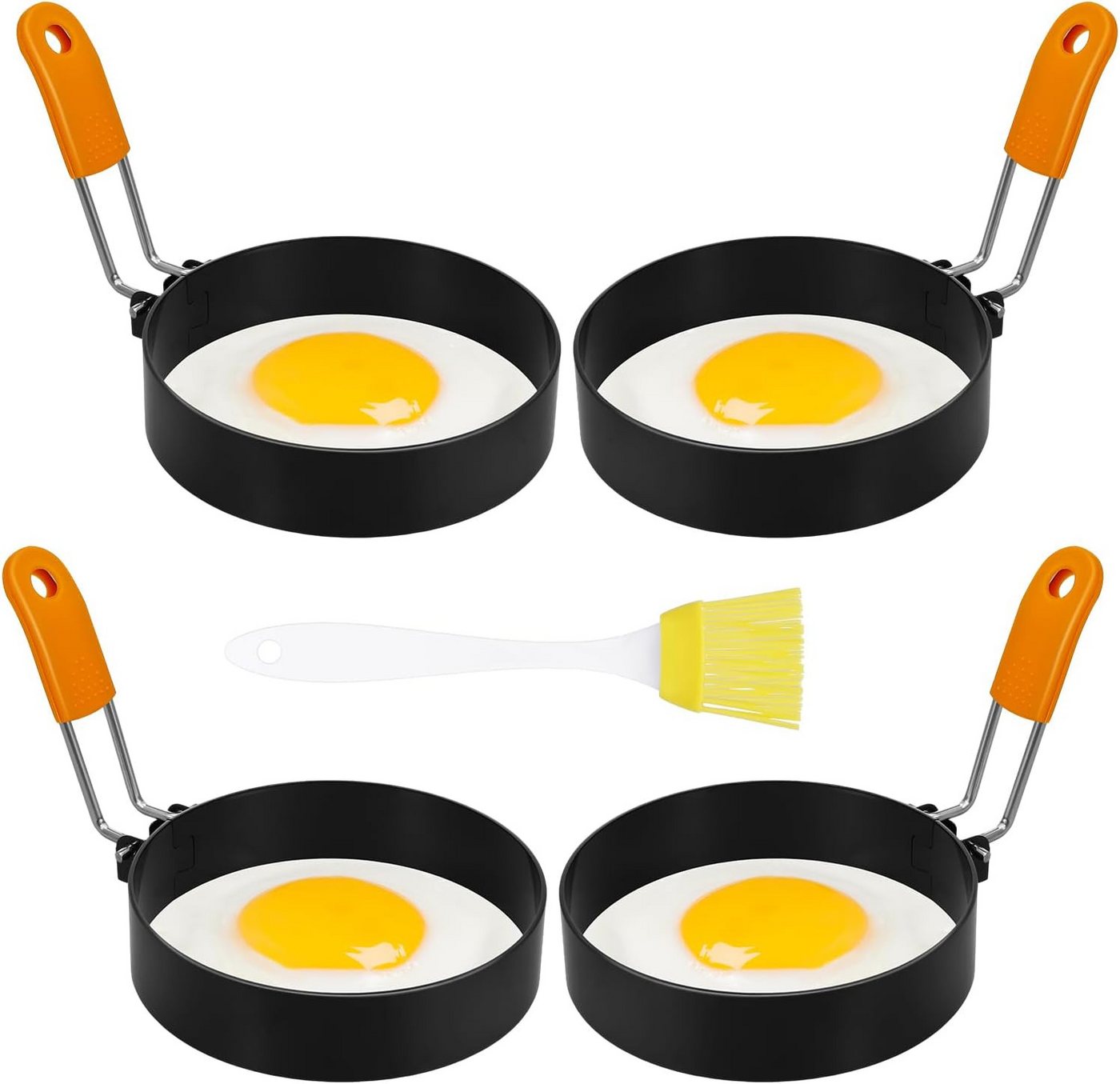 FELIXLEO Eier-Pochierer 4er Eierringe Edelstahl Für Spiegelei Omelett Pfannkuchen, (1-tlg)