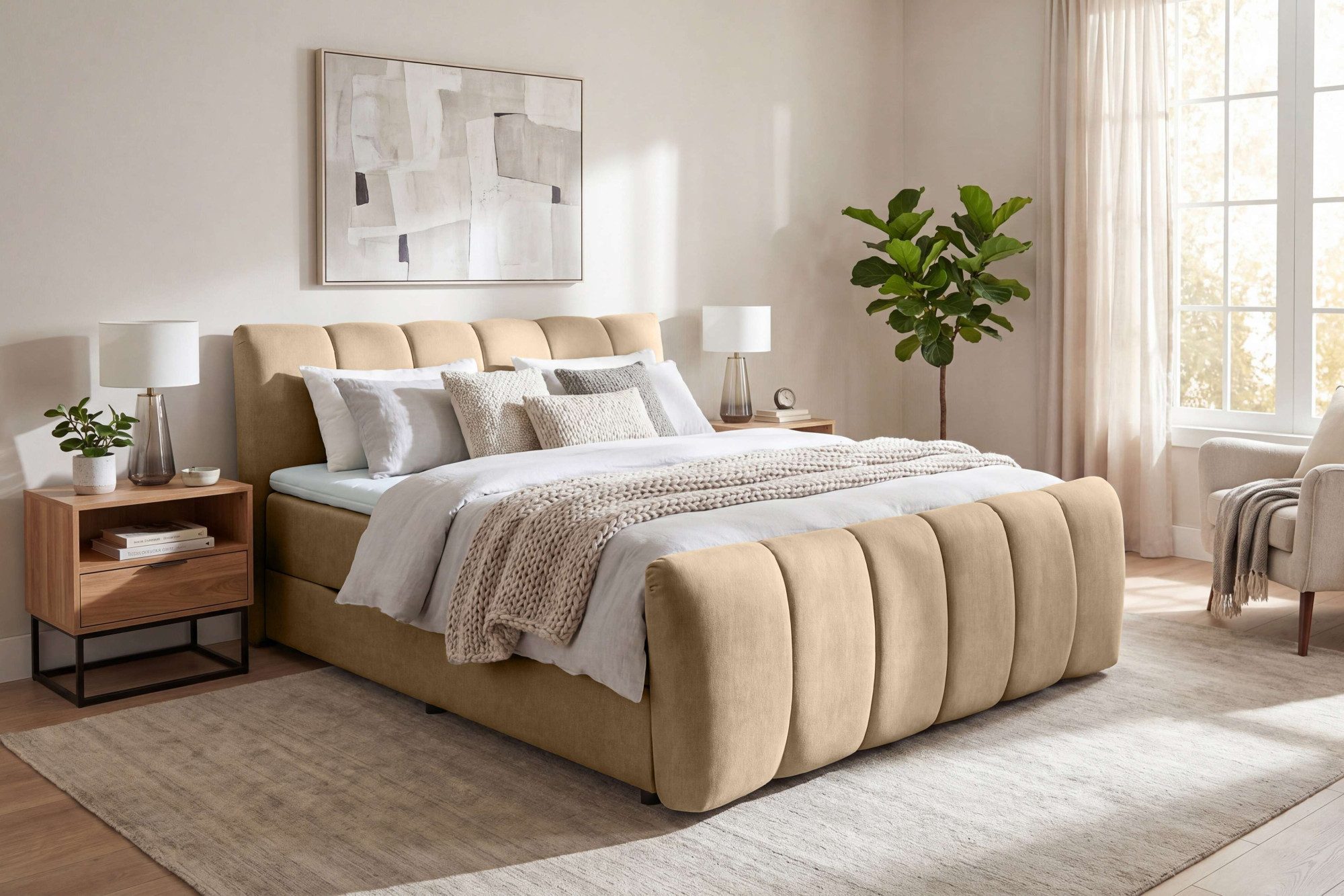 OTTO home Boxbett DORA, Doppelbett inkl. Bettkasten, Federkernbett, Breiten: 160, 180 cm, Boxbett: 5-Z-Taschenfederkern im Unterbau, Härtegrad 3, inkl. Topper