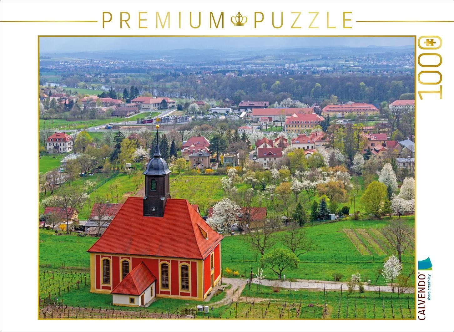 CALVENDO Puzzle CALVENDO Puzzle Blick über die Weinbergkirche Pillnitz ins Elbtal 1000 Teile Lege-Größe 64 x 48 cm Foto-Puzzle Bild von wkbilder, 1000 Puzzleteile