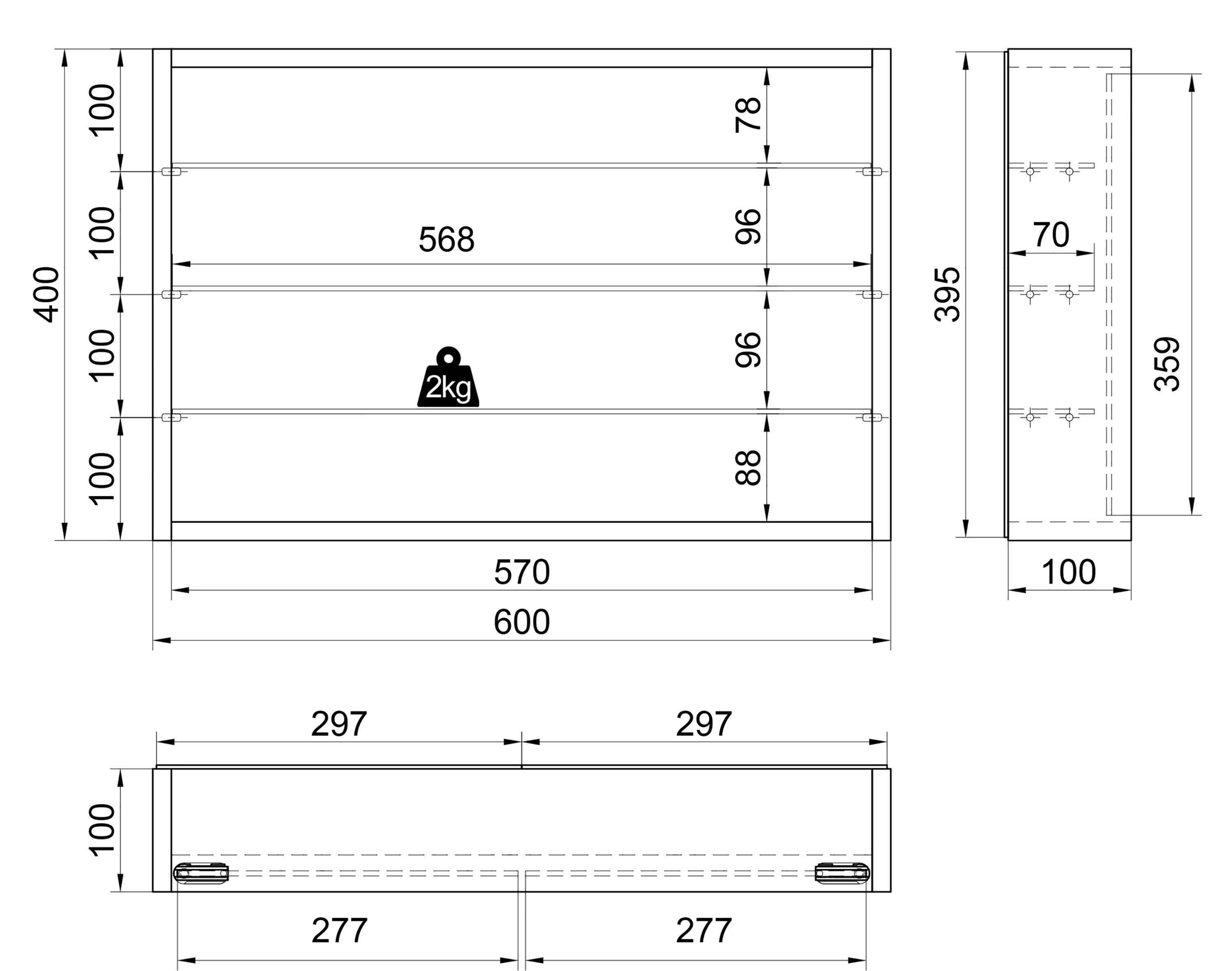 VCM Hängevitrine Mandosa B. 60 x T. 10 x H. 40 cm Präsentation und Aufbewahrung von Sammlerstücken, Wohnzimmer oder Büro – Bild 5 von 5