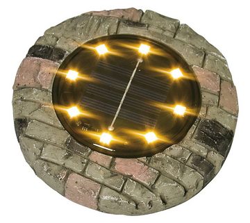 BURI LED Dekolicht 6x LED Solarleuchte Steinoptik warmweiß Gartenleuchte Leuchtstein Deko