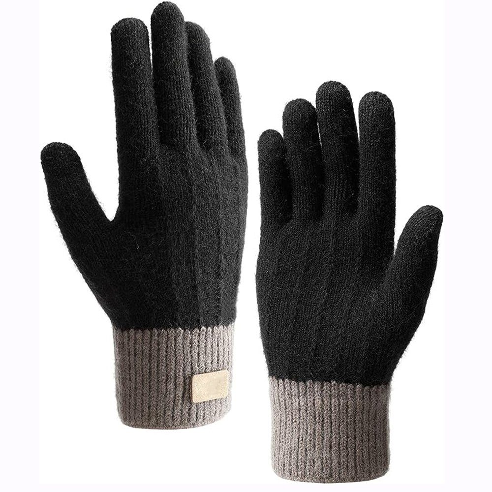 Haiaveng Strickhandschuhe Winterhandschuhe Touchscreen Handschuhe Strick Fingerhandschuhe für Skifahren Radfahren und SMS, Geeinget für Damen und Herren black