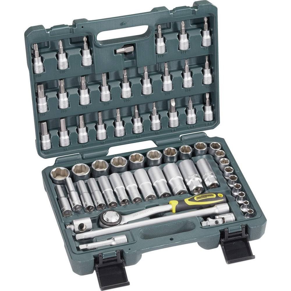 Brüder Mannesmann Werkzeuge Steckschlüssel Steckschlüsselsatz, 3/8″ Zoll, 61-teilig, Super Lock System M 2045-SL