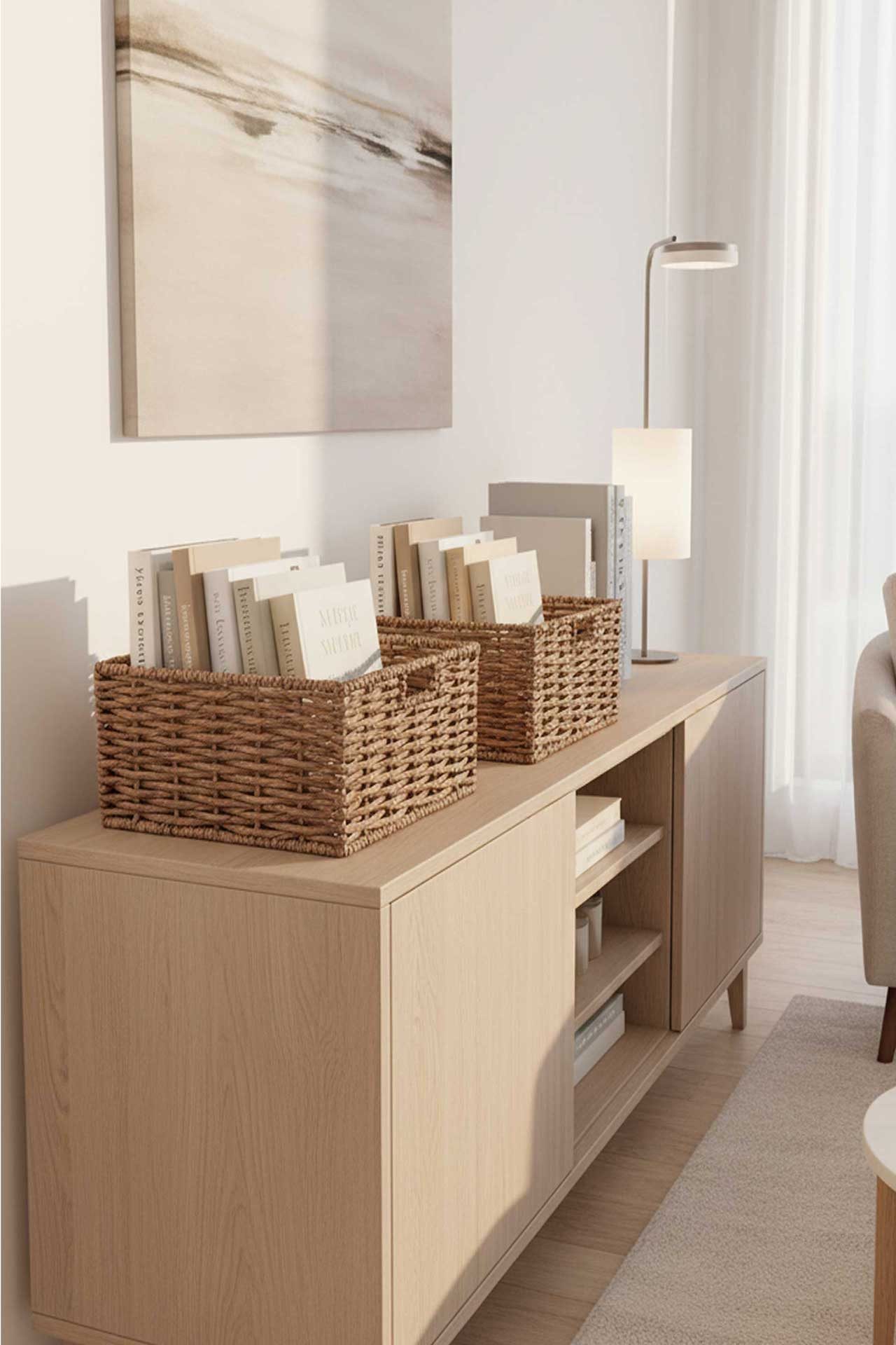 VIVANNO Regalkorb Wasserhyazinthe KIRA 2er Set Rechteckig - Natur Geflochte günstig online kaufen