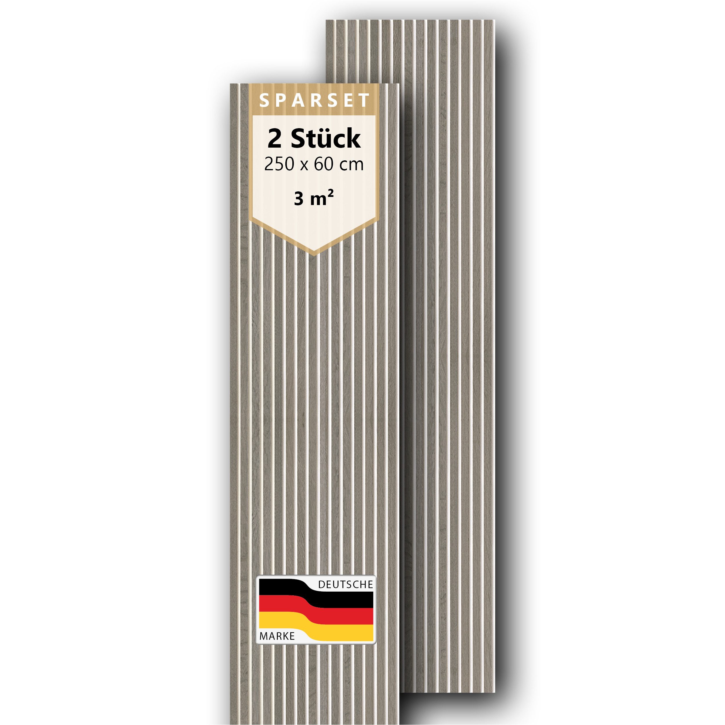 acous Wandpaneel Sparset Premium Akustikpaneel Professional Echtholzfurnier, BxL: 60x250,00 cm, (Sparset mit 2, 3 oder 4 Paneelen, 2-tlg., Kostenlose Lieferung) 15 Echtholz-Dekoleisten mit 8 mm Filz-Akustikträger
