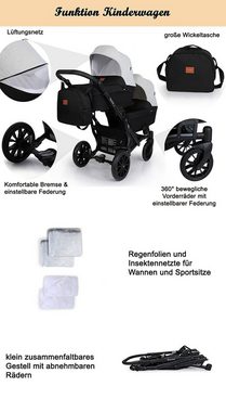babies-on-wheels Zwillings-Kombikinderwagen Zwillingskinderwagen 3 in 1 Booster Light - 14 Teile - von Geburt bis 4 Jahre in 4 Farben