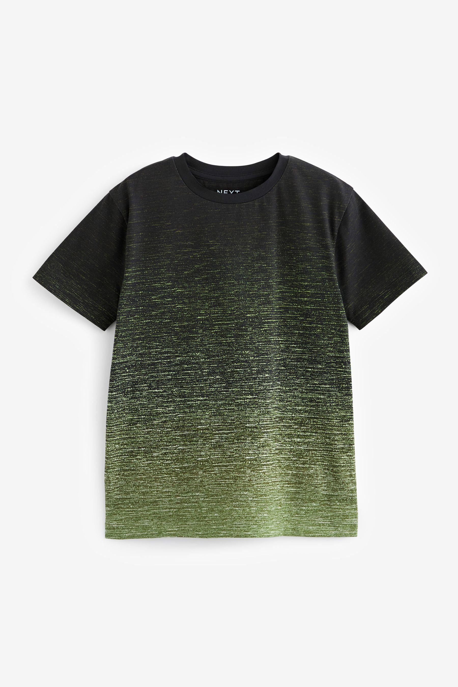 Next T-Shirt Kurzärmeliges T-Shirt mit durchgehendem Print (1-tlg) Khaki Green/Black Ombre