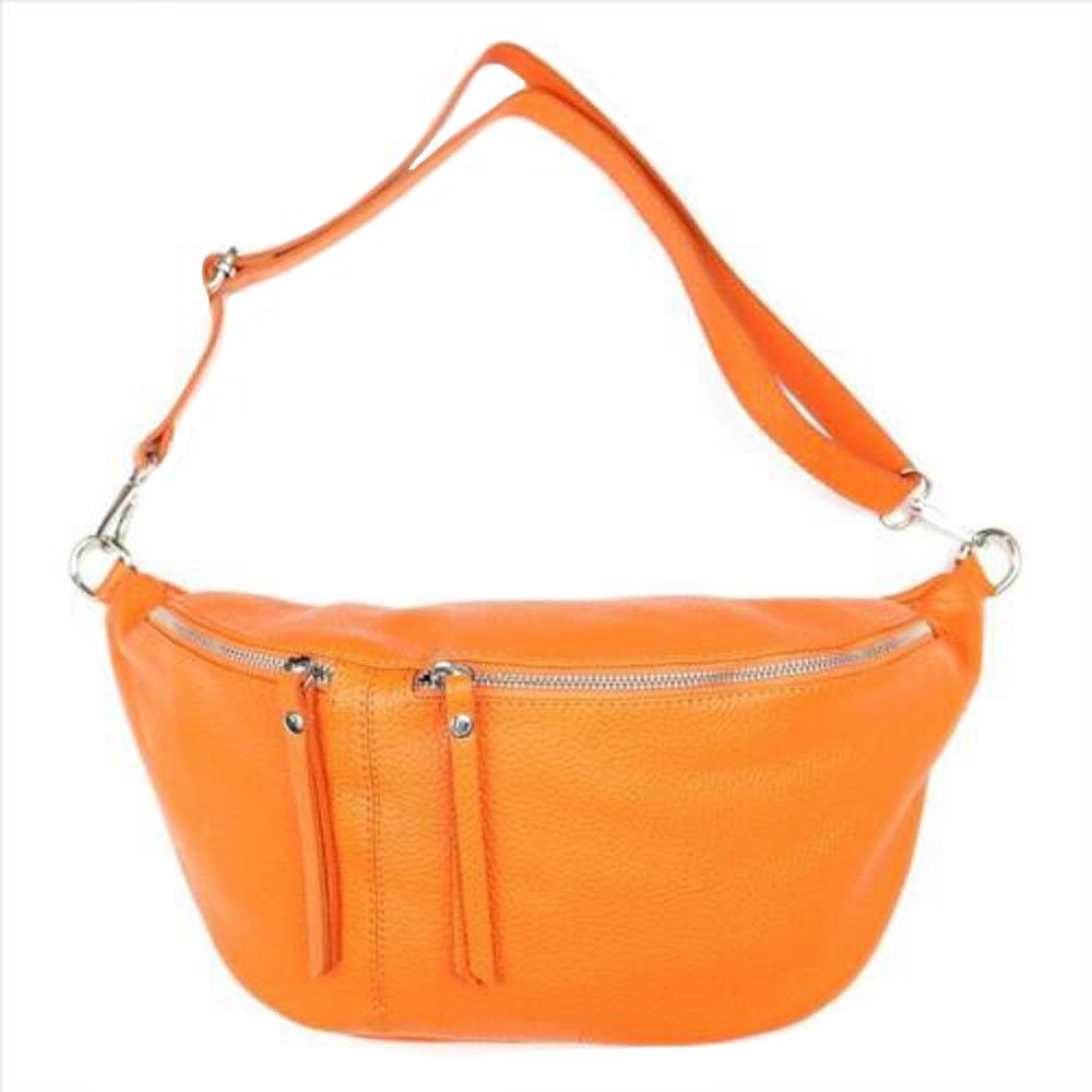 Sa-Lucca Bauchtasche XXL Bodybag Bauchtasche Crossbag echt Leder made in Italy, echt Leder, made in Italy orange