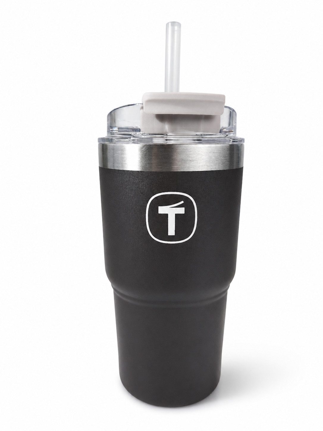 TUPPERWARE Trinkflasche Tumbler 630 ml braun mit Strohhalm