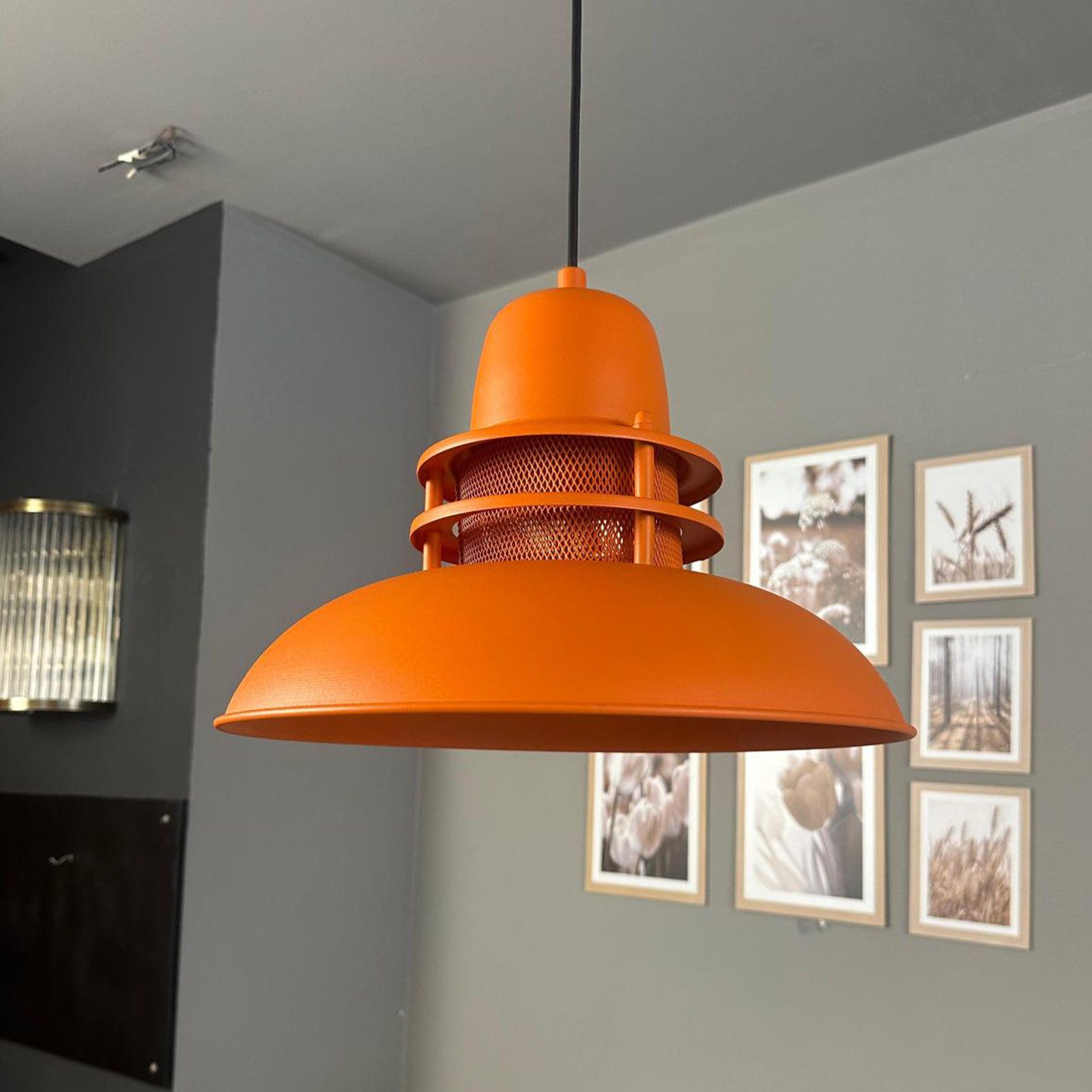 Bamyum Pendelleuchte Bamyum Hängelampe Rot Metall Ø34 cm E27 Retro Lampe, ohne Leuchtmittel