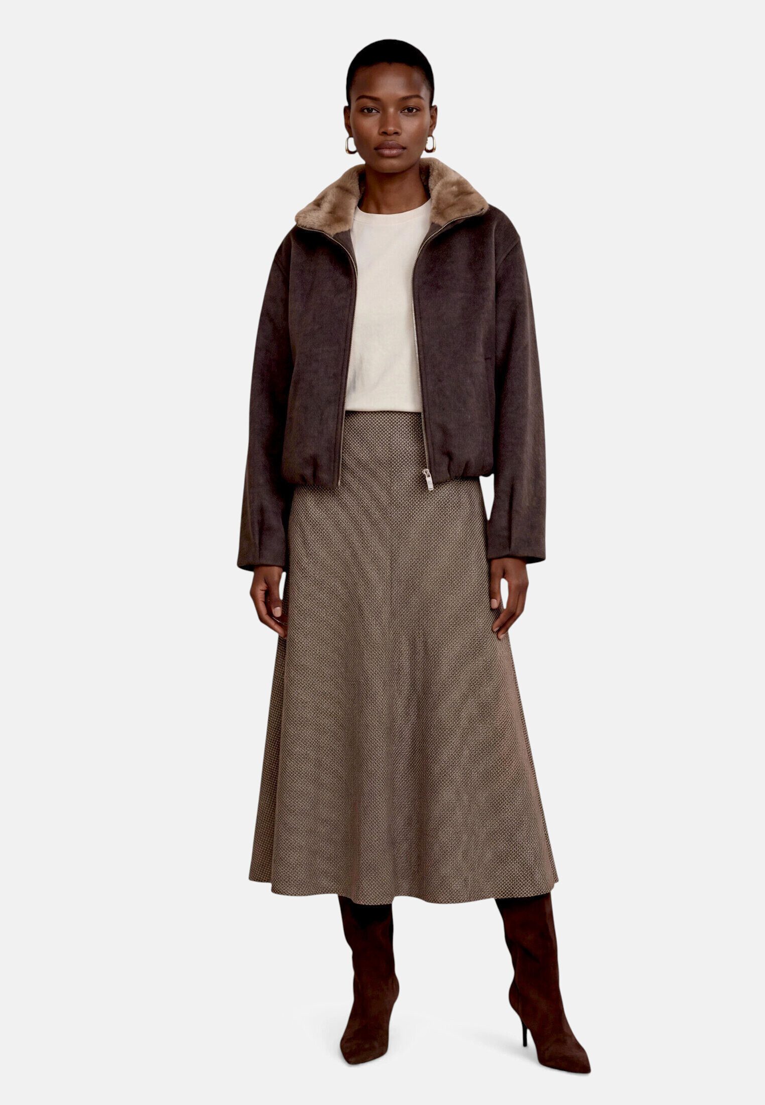 Zero Canvasjacke Damen mit Kunstfellkragen
