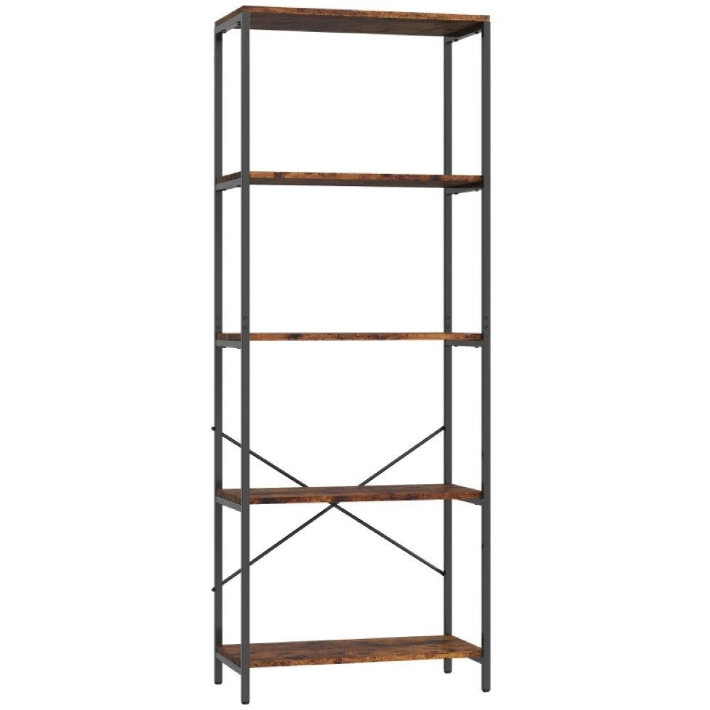 Wildhome Bücherregal im Retro-Holz- & Industrie-Design mit 5 Etagen, Ausstellungsregal, 1-tlg., Küchenregal, Pflanzenständer & Lagerregal 79x35x161 cm