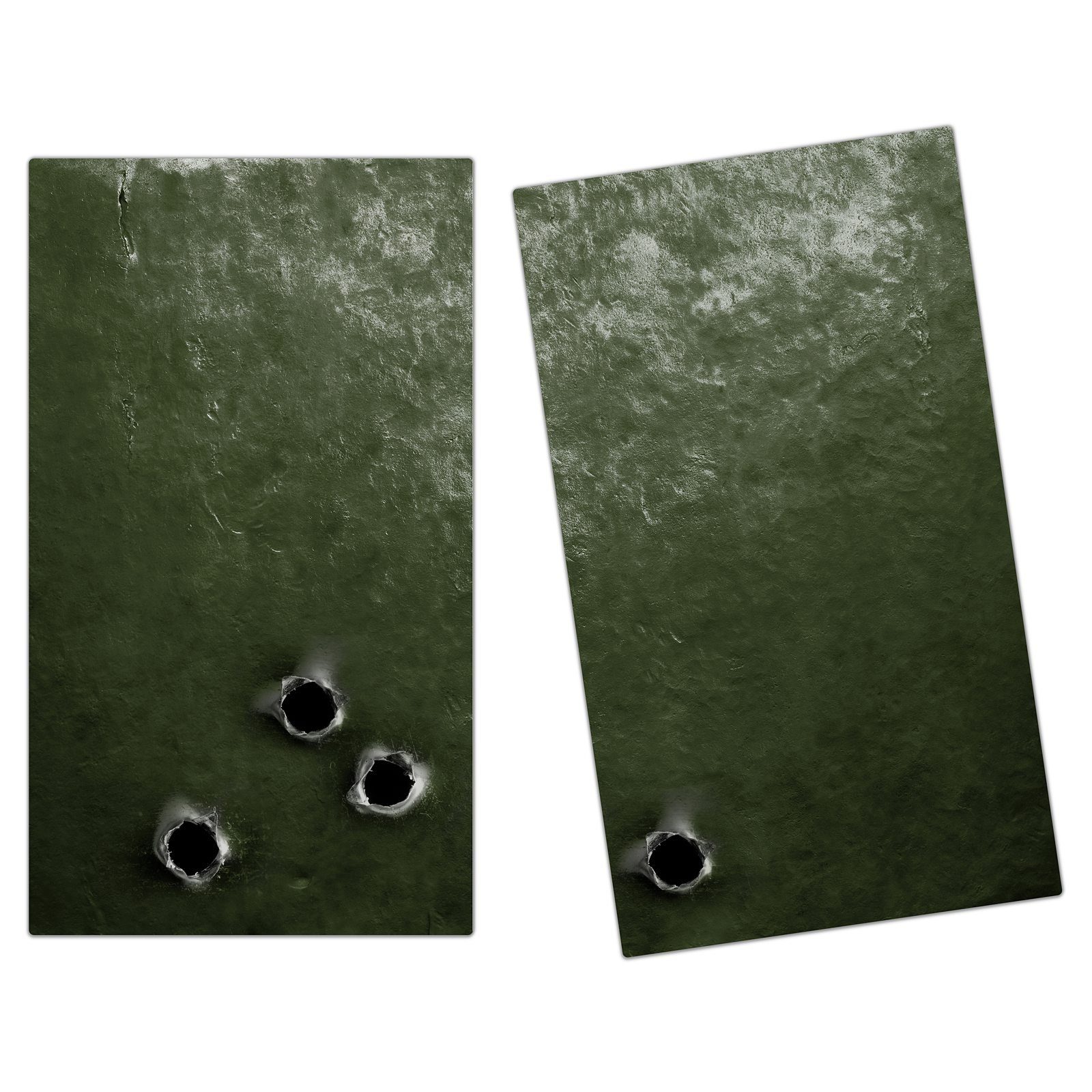 Primedeco Herd-Abdeckplatte Herdabdeckplatte Spritzschutz aus Glas Metall grün mit Löcher, Glas, (2 tlg)