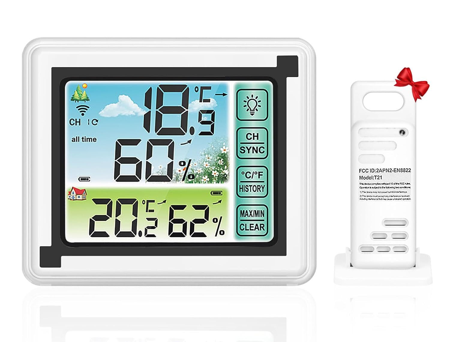 Wetterstation LCD Funk-Wetterstation mit Außensenor Thermometer Hygrometer