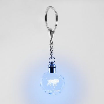 Stelby Schlüsselanhänger mit Gravur Löwe Sternzeichen Schlüsselanhänger LED Multicolor mit Geschenkbox