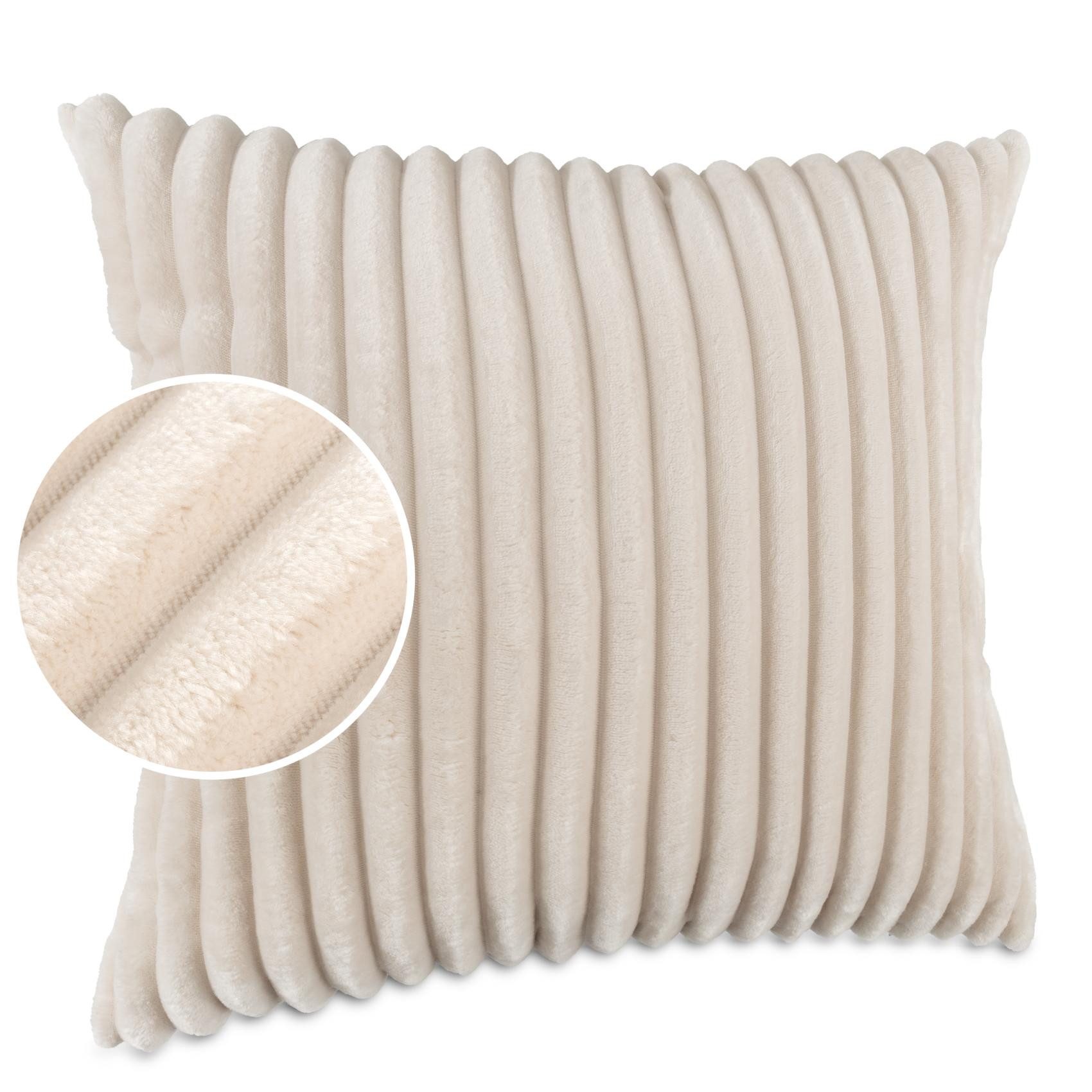 Kisska Dekokissen LILLI BIG CORD Velour Ambiente dekorieren, Kissenüberzug ohne Füllung BIG-Cord UNI 40x40cm Einfarbig Elfenbein