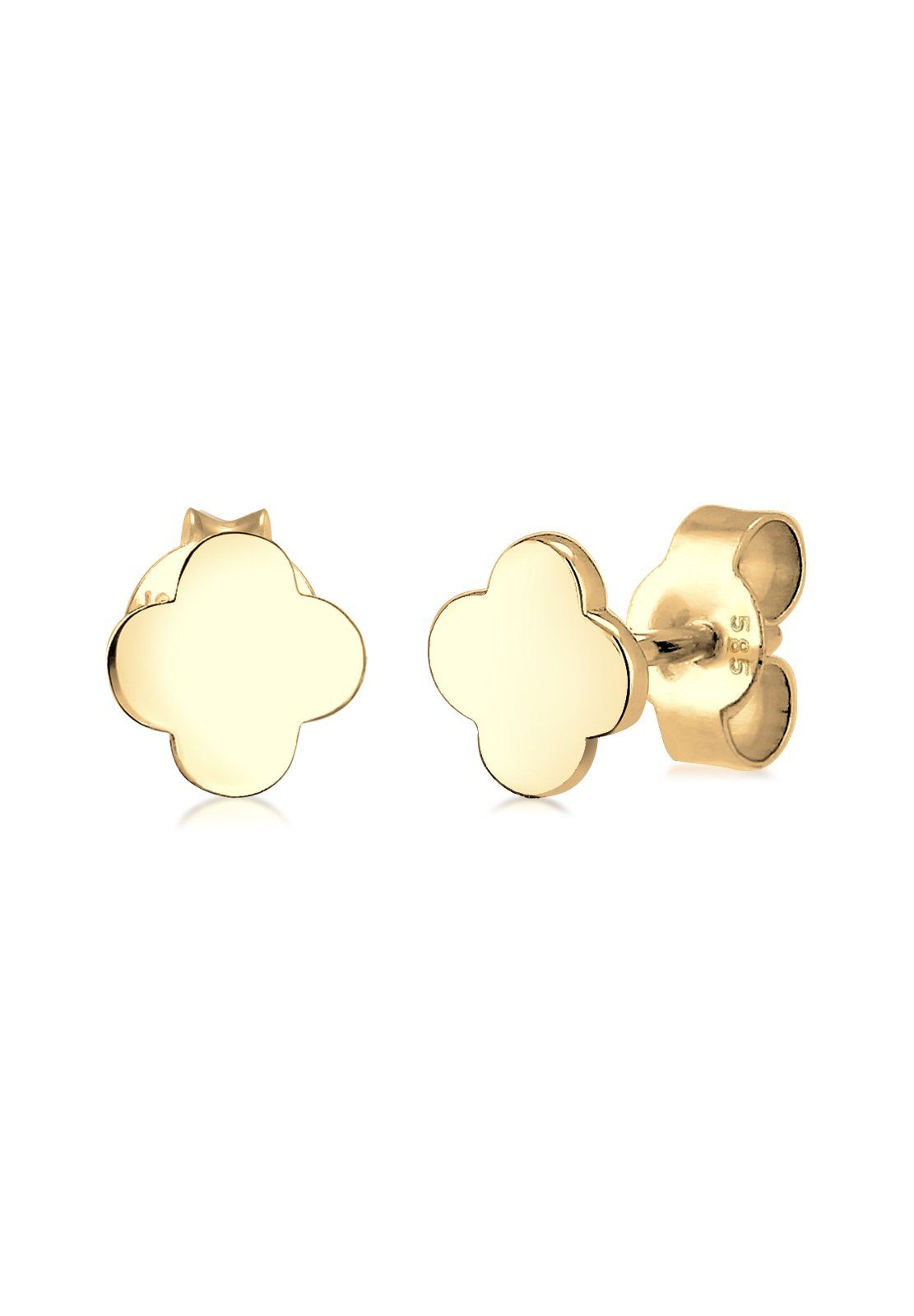 Elli Premium Paar Ohrstecker Kleeblatt Glücksbringer 585 Gelbgold, In sehr  hochwertiger Juweliersqualität gefertigt