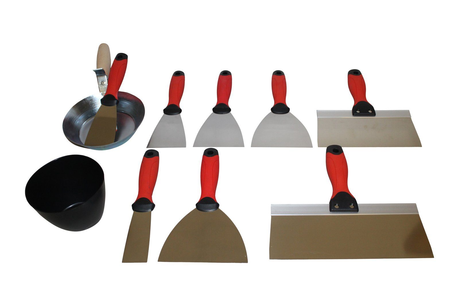 Kabou Bauwerkzeuge Werkzeugset Maurerset Werkzeuge Mörtelpfanne Spachteln uvm. + Gratis Spachtel, (10-tlg)