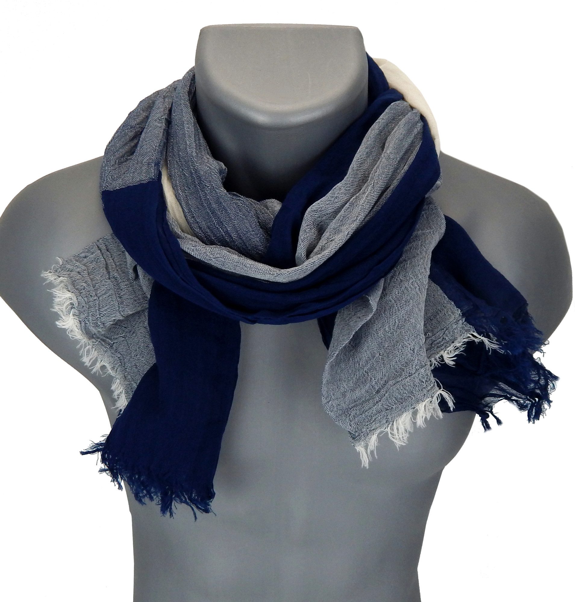 Ella Jonte Modeschal, blau weiss Baumwolle günstig online kaufen