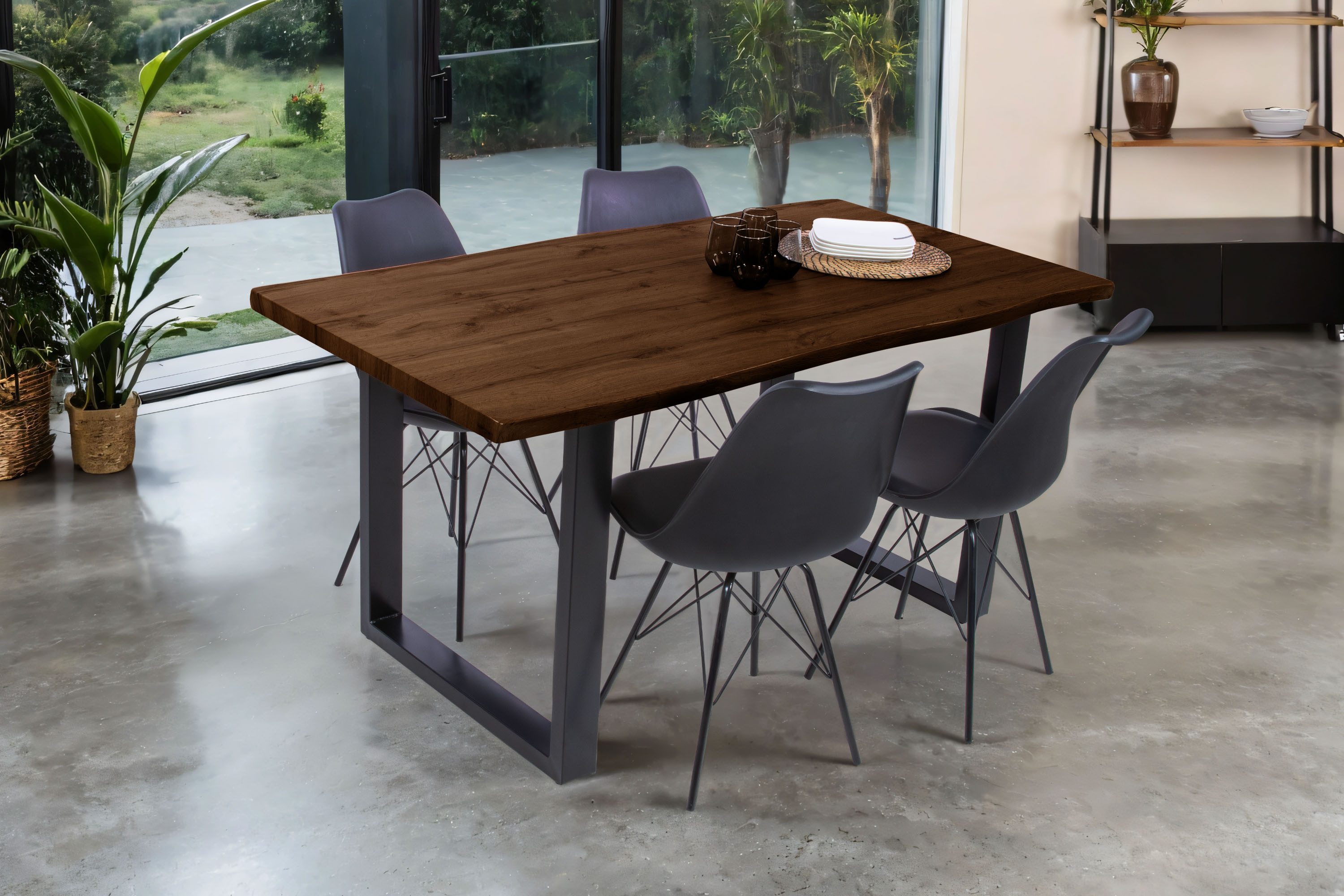 Loreno® Esstisch Josy, Nussbaumholz, Baumkante, MDF-Platte, günstig online kaufen