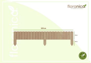 Floranica Beetbegrenzung, Rollborder Gartenzaun 103 x 10cm Unbehandelt Rasenkante Mini Zaun