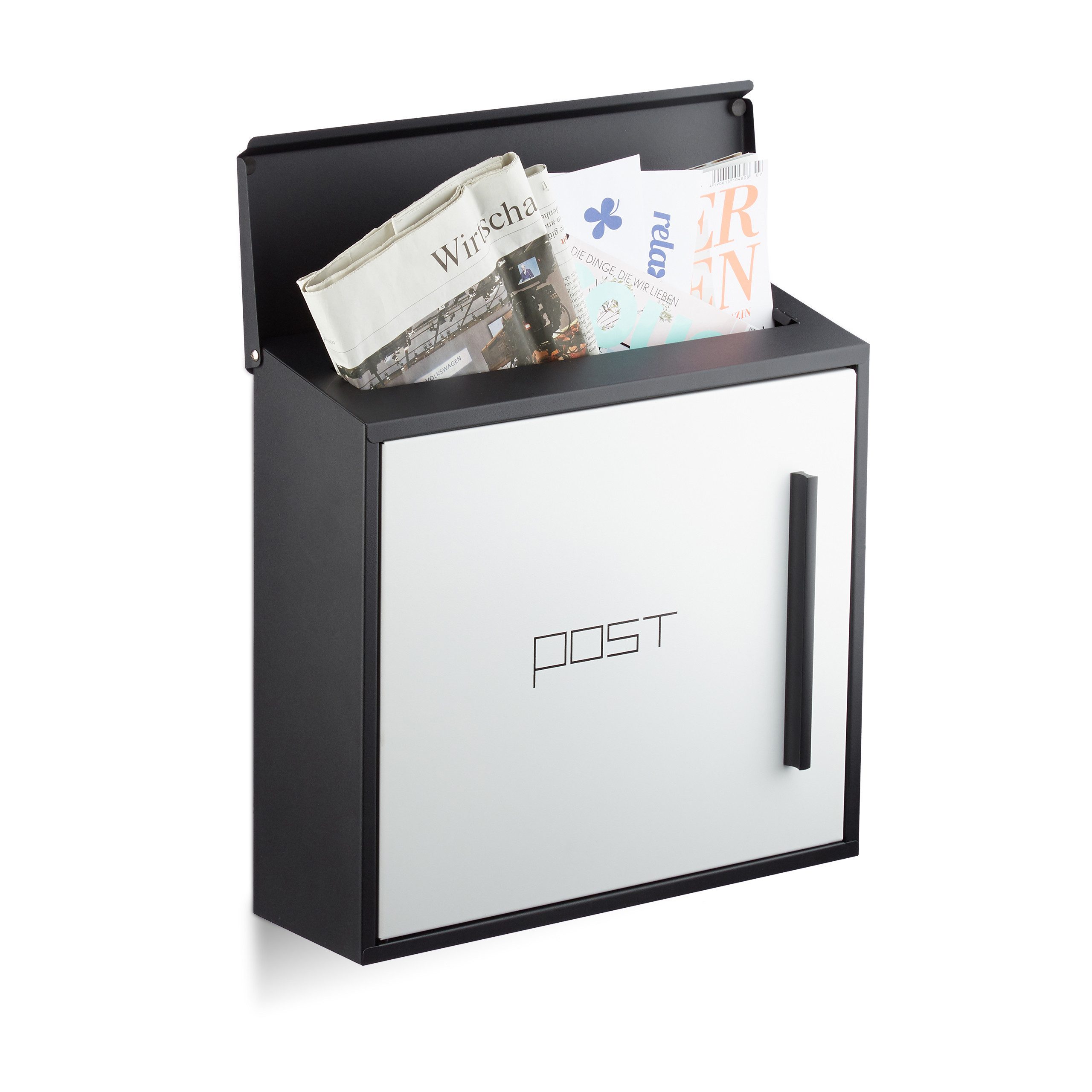 relaxdays Briefkasten mod, Schwarz-Weiß günstig online kaufen